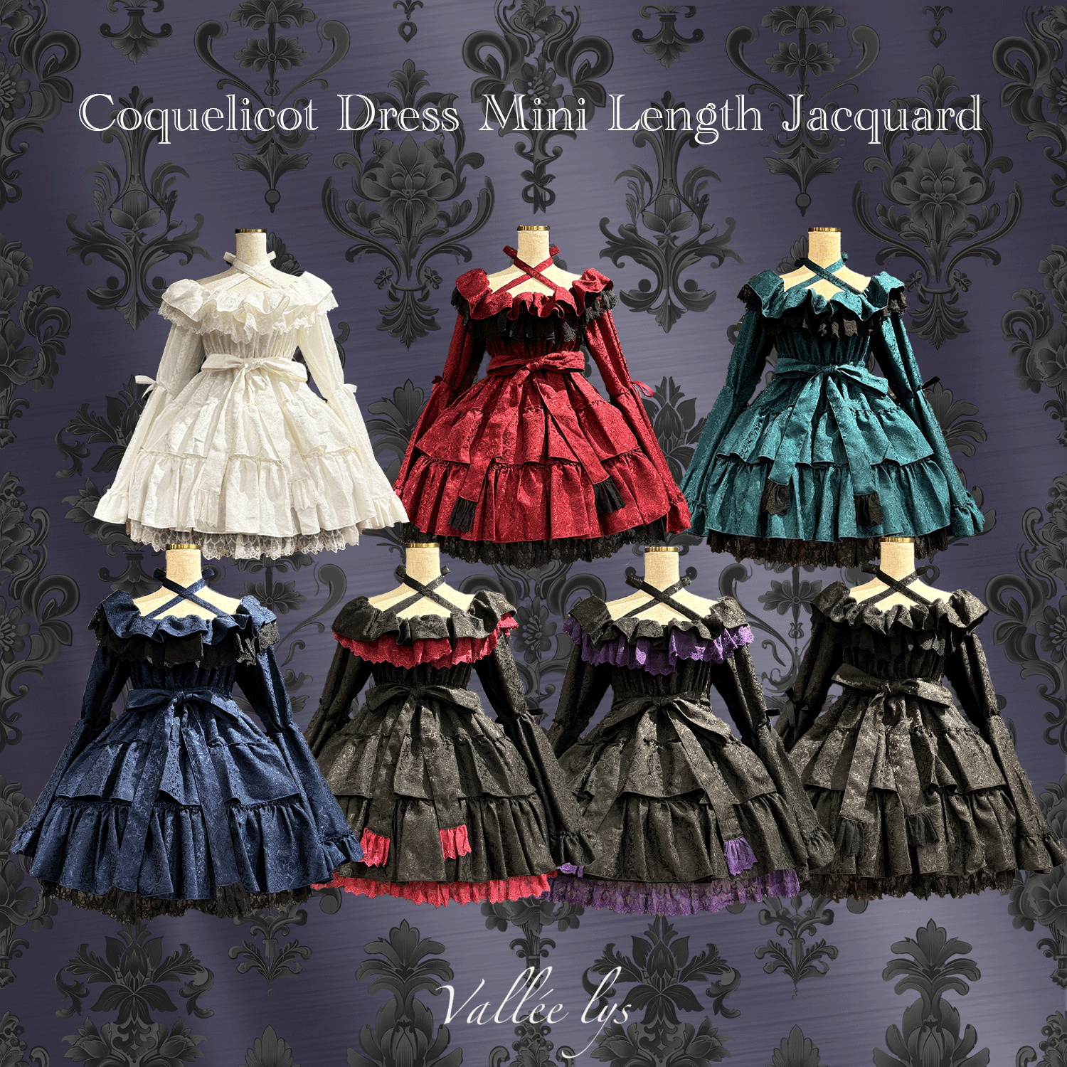 【Vallée lys】ヴァレリス　Coquelicot Dress ミニ丈 ジャガード　