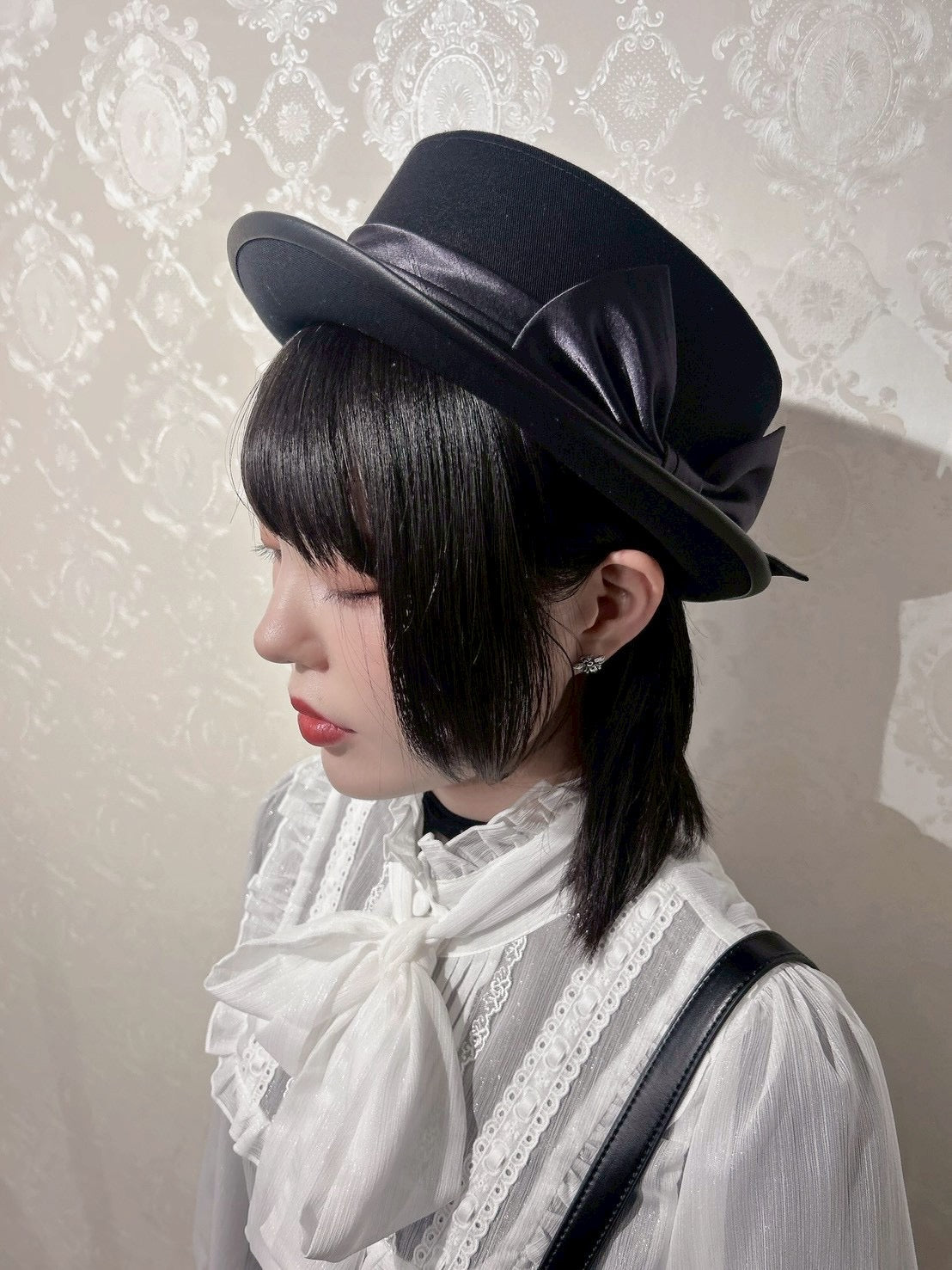 [Vallée lys] Blusa con cinta etérea ValéeWhite/Pink/Black