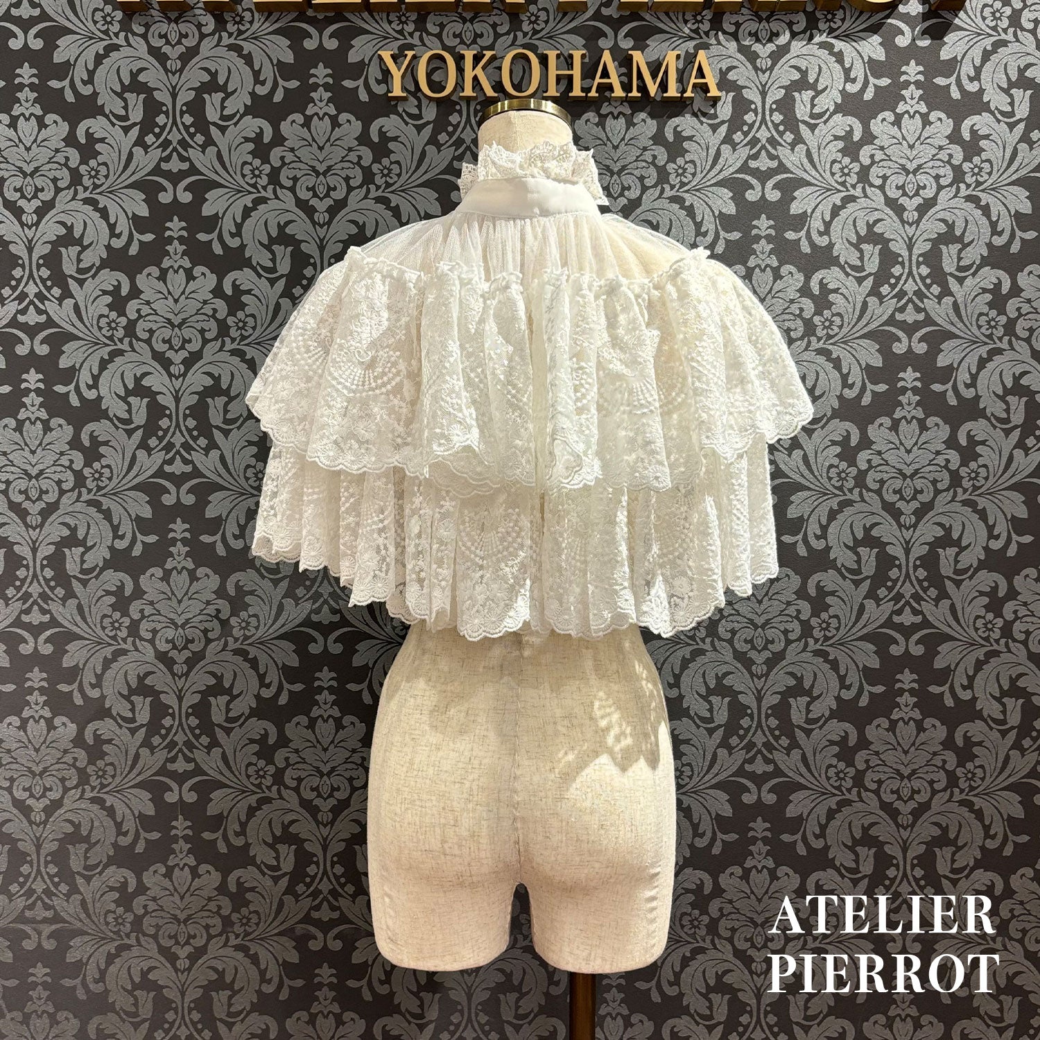 【ATELIER PIERROT】　★Jetzt Reservierungen entgegennehmen★Chantilly-Spitzen-CapeletWhite/Black