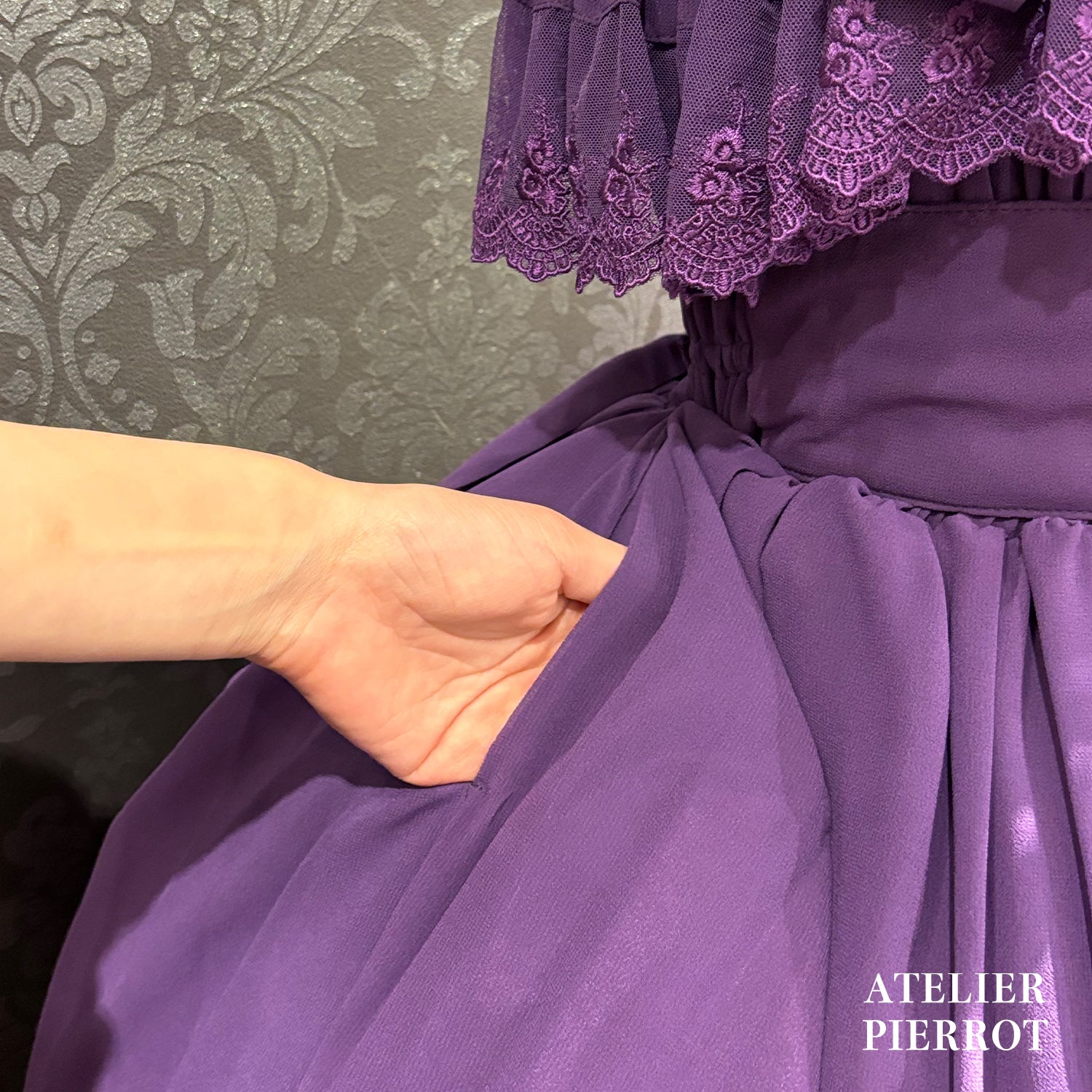【ATELIER PIERROT】　★ご予約受付中★ Cathedral Veil  Jumper Skirt 　ホワイト/ボルドー/パープル/ネイビー/ブラック　プラスサイズ