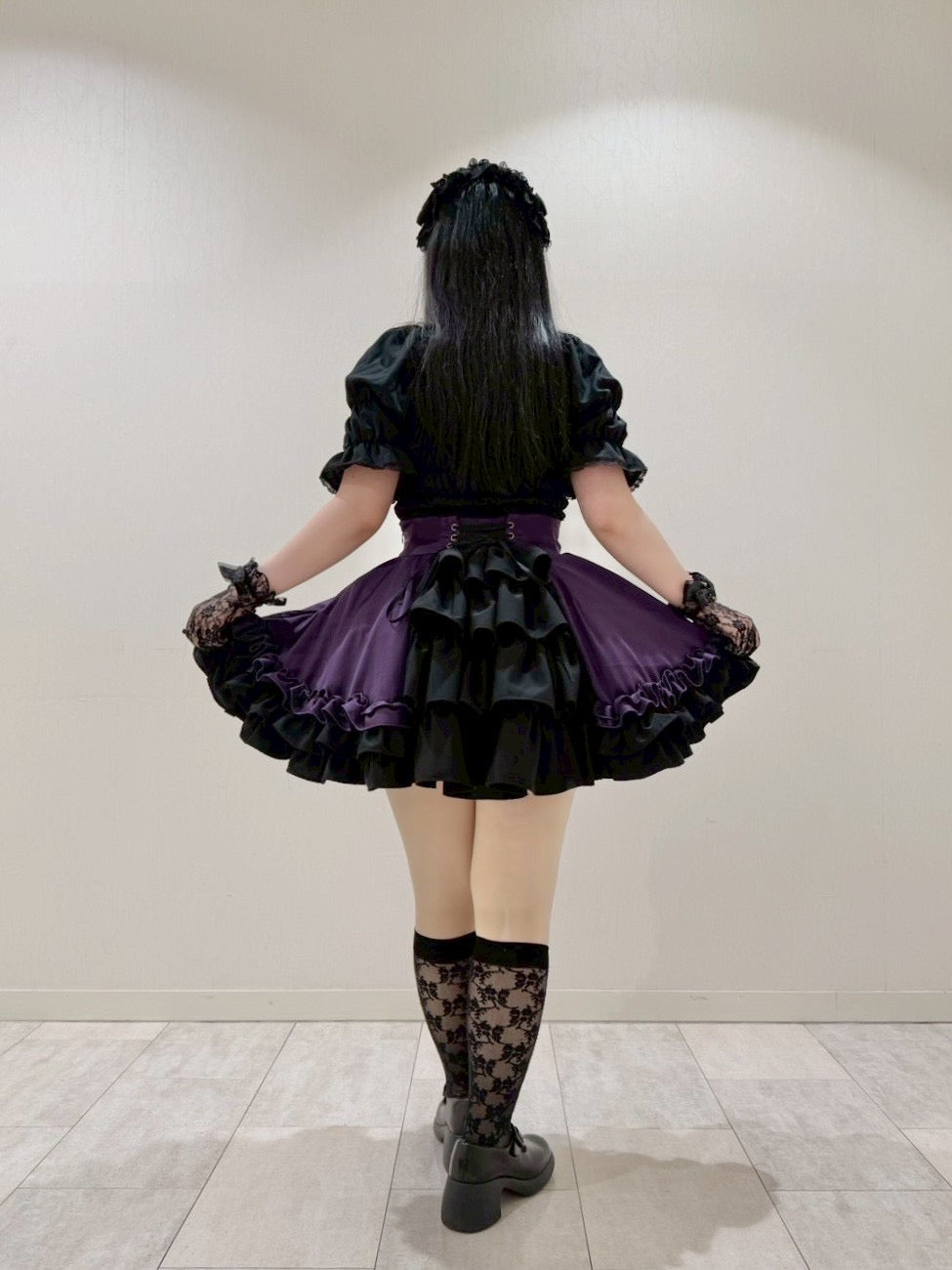 【ATELIER PIERROT] Jupe à lacets AdenophoraWhite/Nouvelle couleurBordeaux/Purple×Black/Nouvelle couleurNavy/Black×White/Black