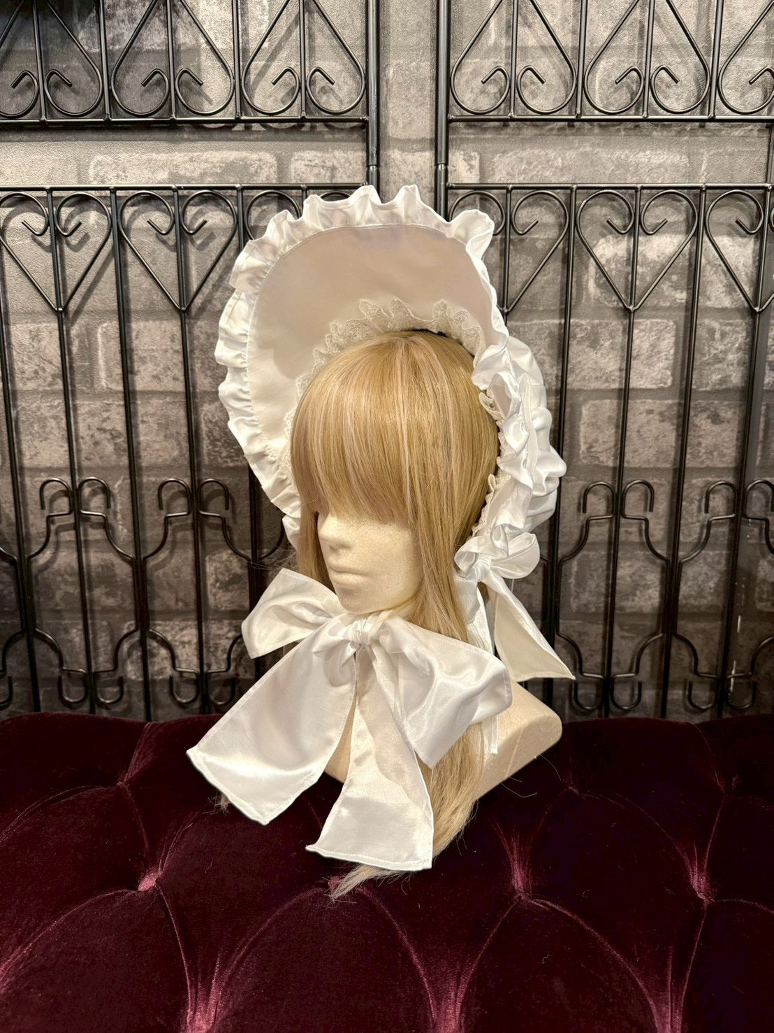 [HERHUM] Gorro completo Harham Oribonchan (versión Shantung) Blanco/Negro x Encaje blanco/Negro