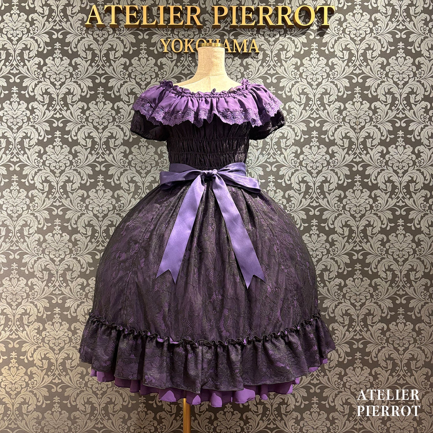 【ATELIER PIERROT】　Ruined Castle Dress　New colorWhite/Bordeaux/New colorPurple/Navy/White×Black/Black　