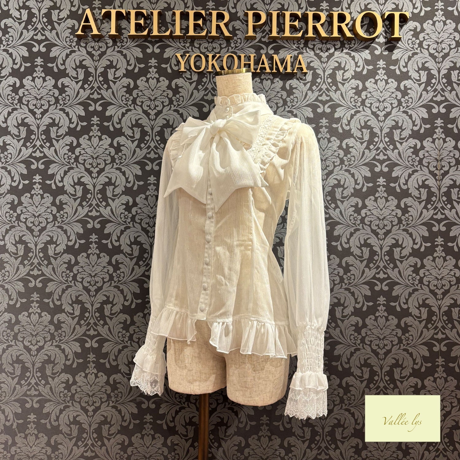 【Vallée lys】ヴァレリス　Ethereal Ribbon Blouse　ホワイト/ピンク/ブラック