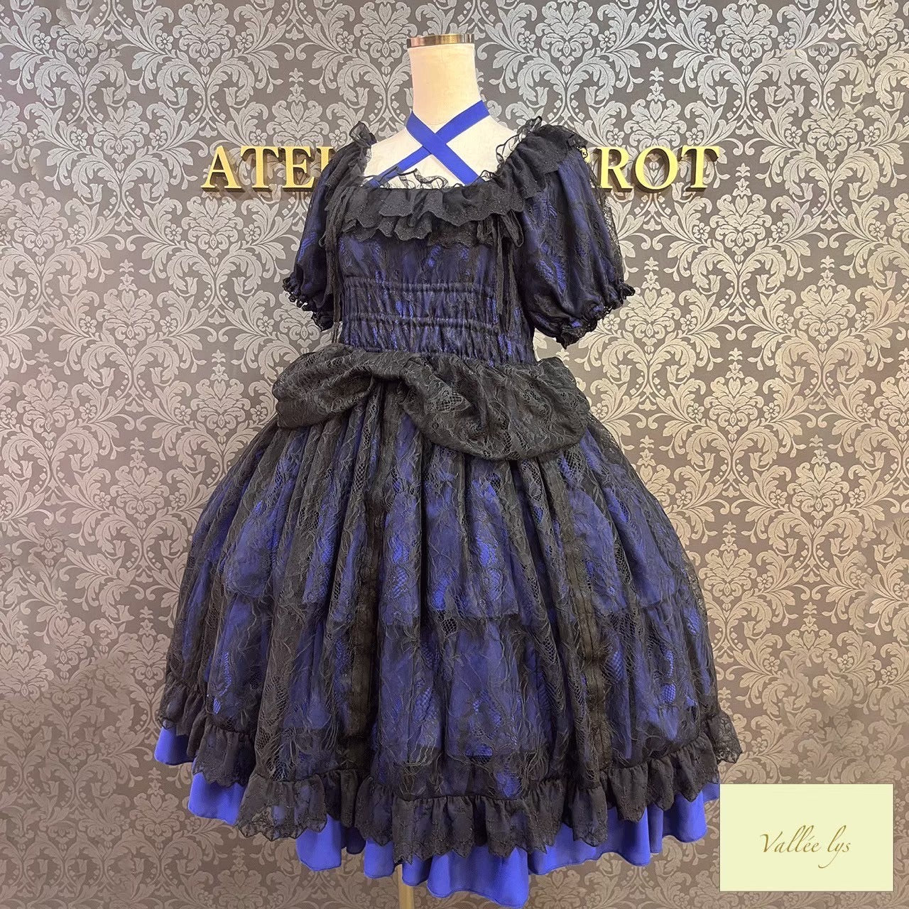 [Vallée lys] Valée Mellow Melody Dress new colorWhite/Bordeaux×Black/Navy×Black/New colorPurple×Black/Black×White/Black