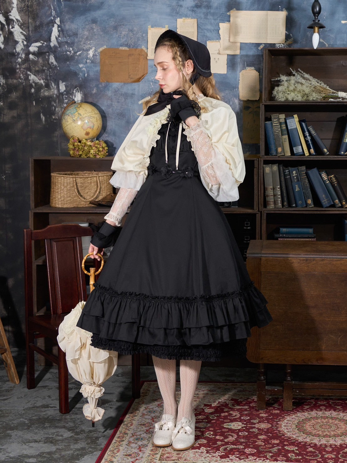 【Victorian maiden】ヴィクトリアンメイデン　ルークフローラルフラッフィーボレロ　アイボリー/ブラック