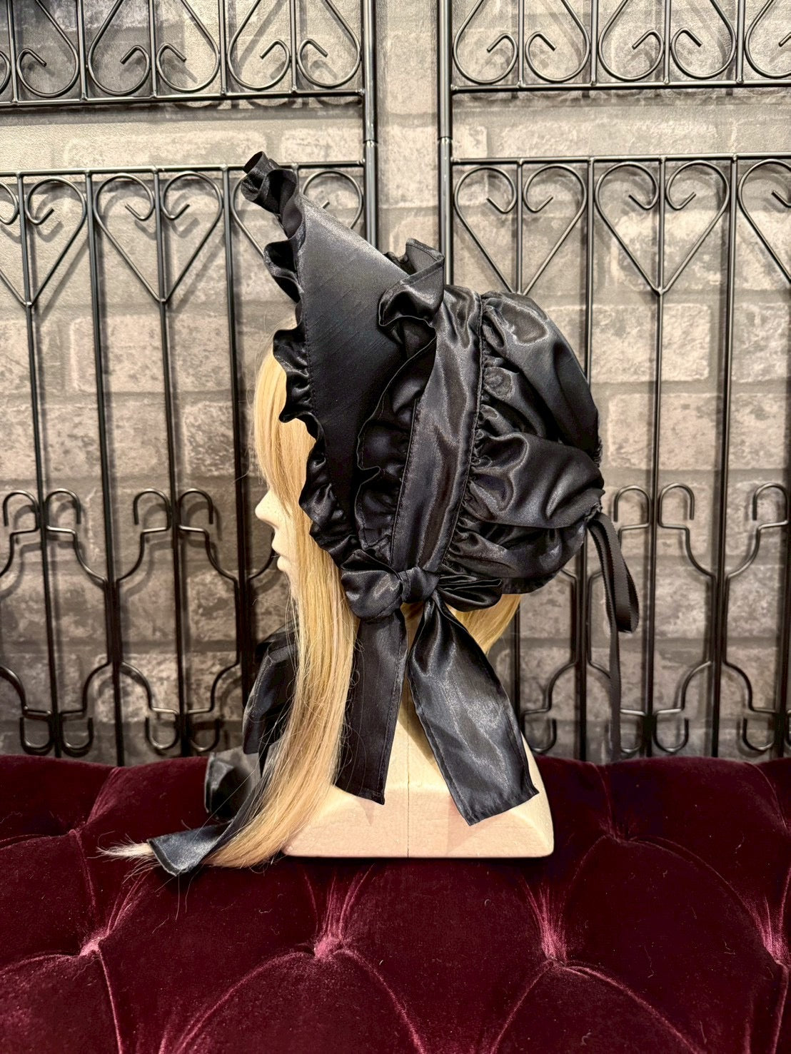 [HERHUM] Gorro completo Harham Oribonchan (versión Shantung) Blanco/Negro x Encaje blanco/Negro