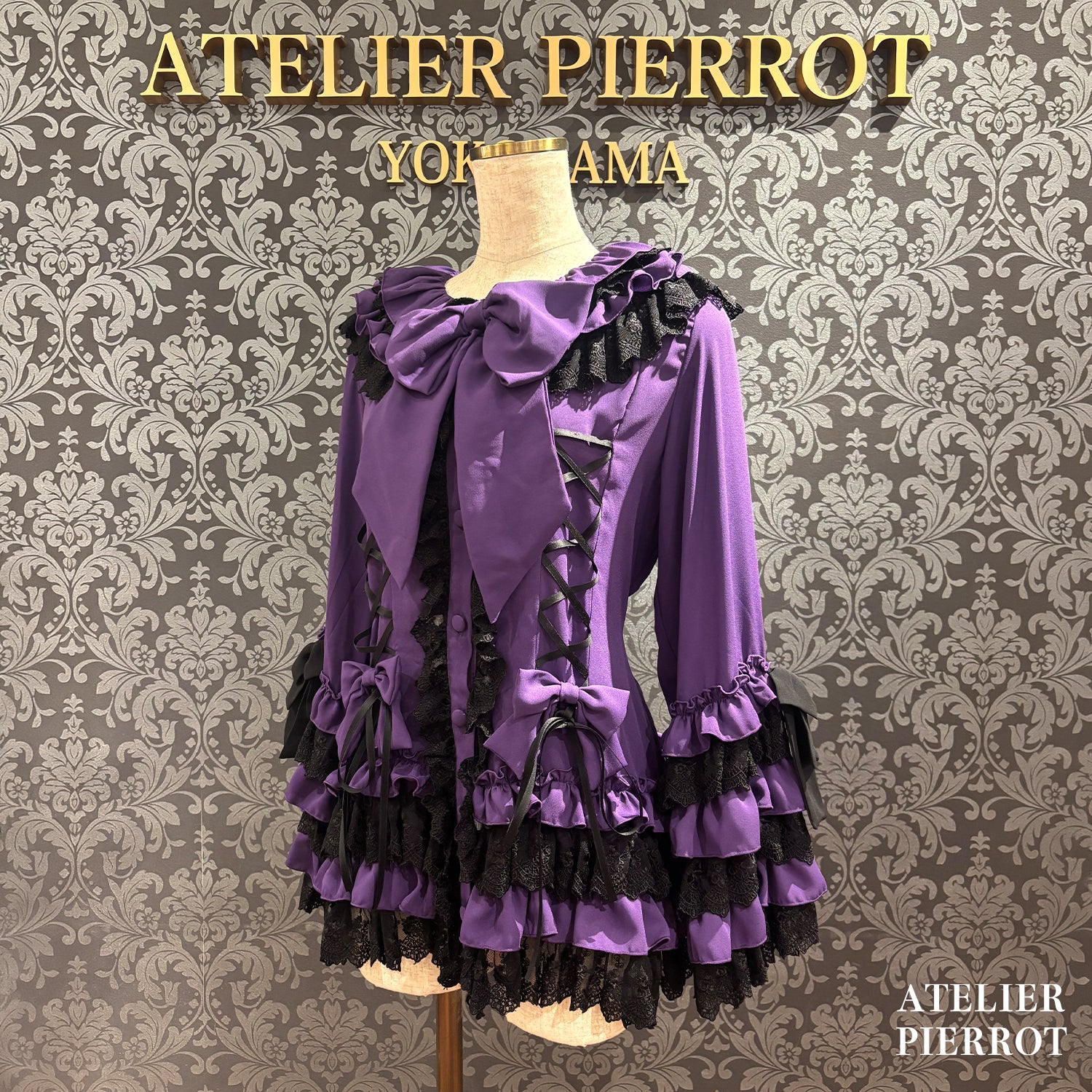 【ATELIER PIERROT】　★예약 상품★ Black Mischief CardiganWhite/Bordeaux/Purple/Black×White/Black
