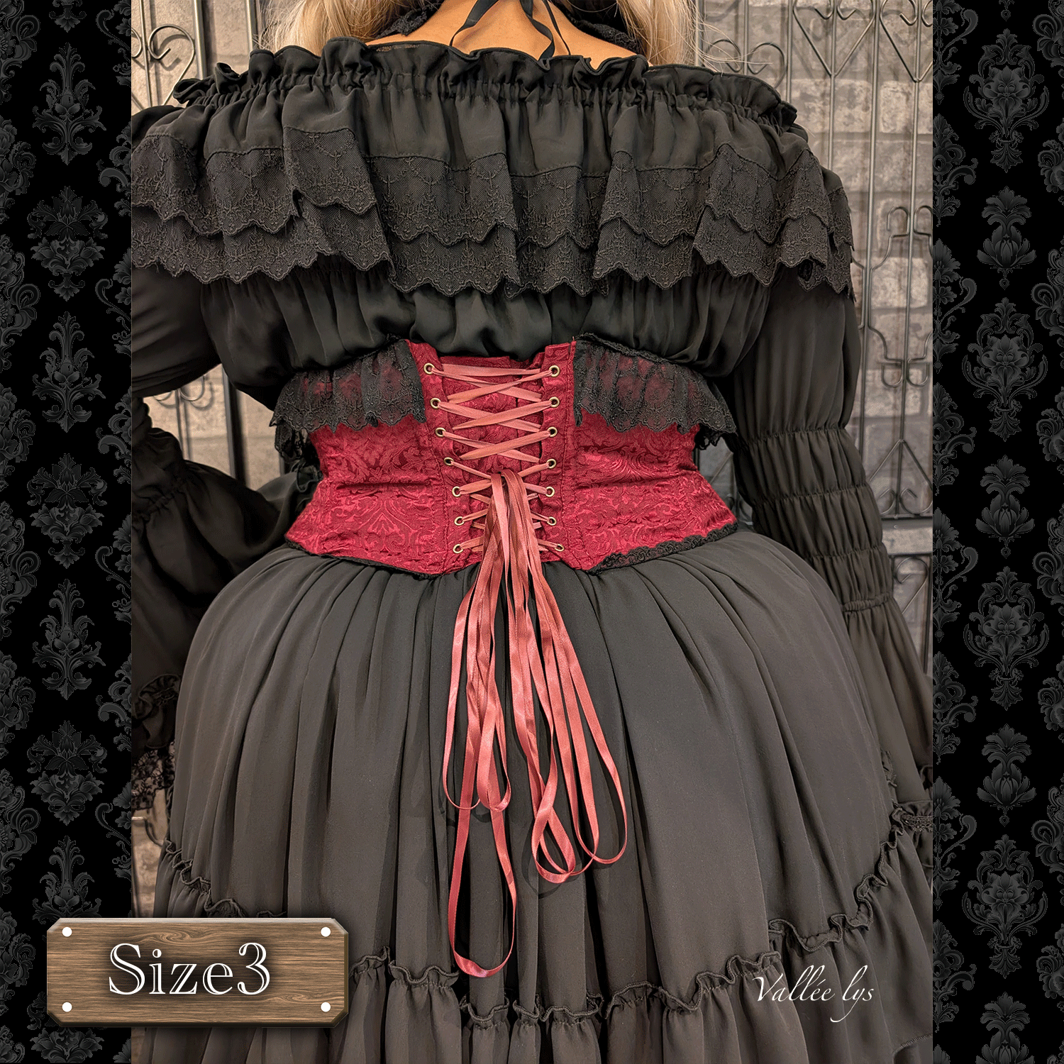 [Vallee Lys] Valleris Fleur de Brume Corset White/Pink/Bordeaux/Navy/Black Plussize★주문 기간은 2025 년 8 월 3 일까지★