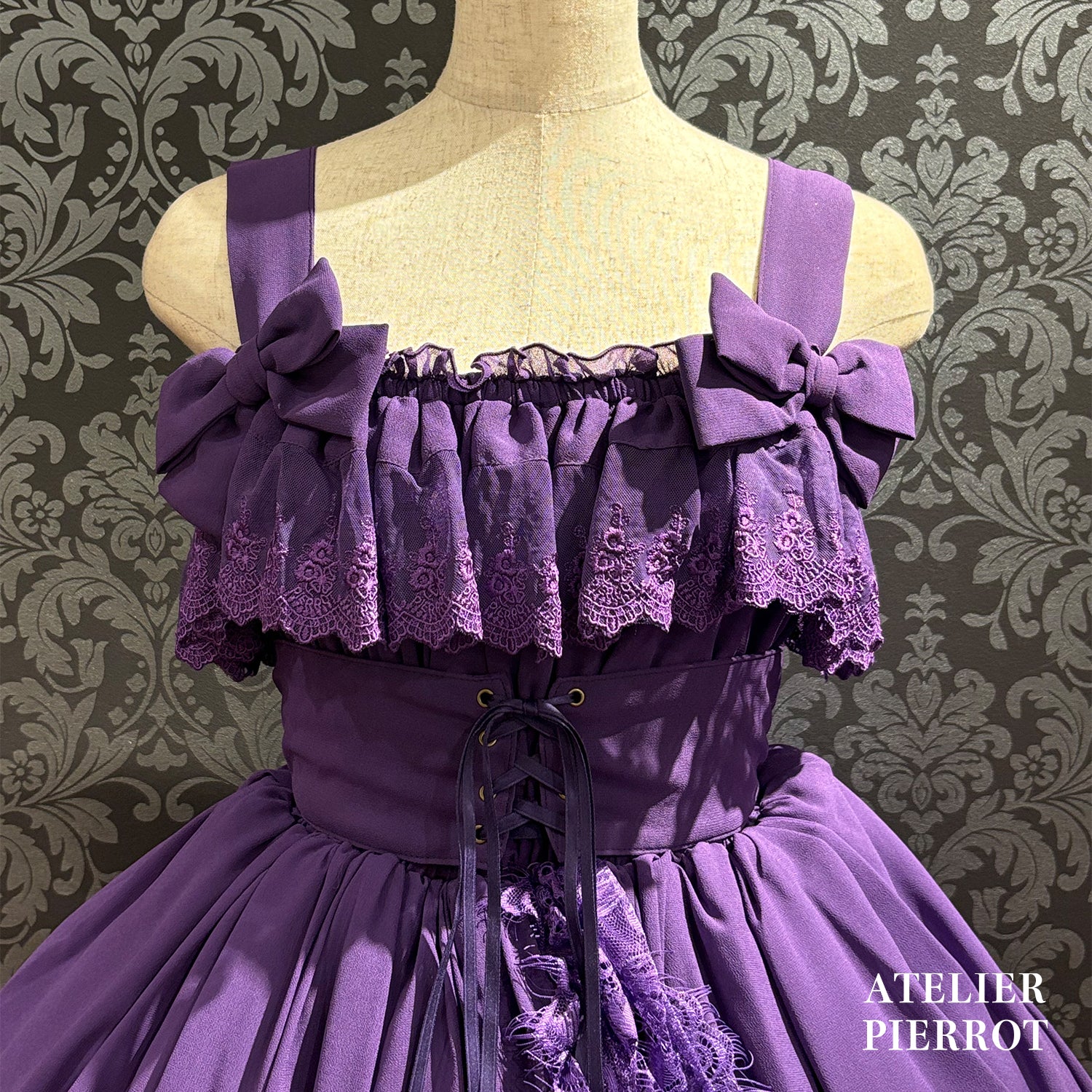 【ATELIER PIERROT】　★ご予約受付中★ Cathedral Veil  Jumper Skirt 　ホワイト/ボルドー/パープル/ネイビー/ブラック　プラスサイズ
