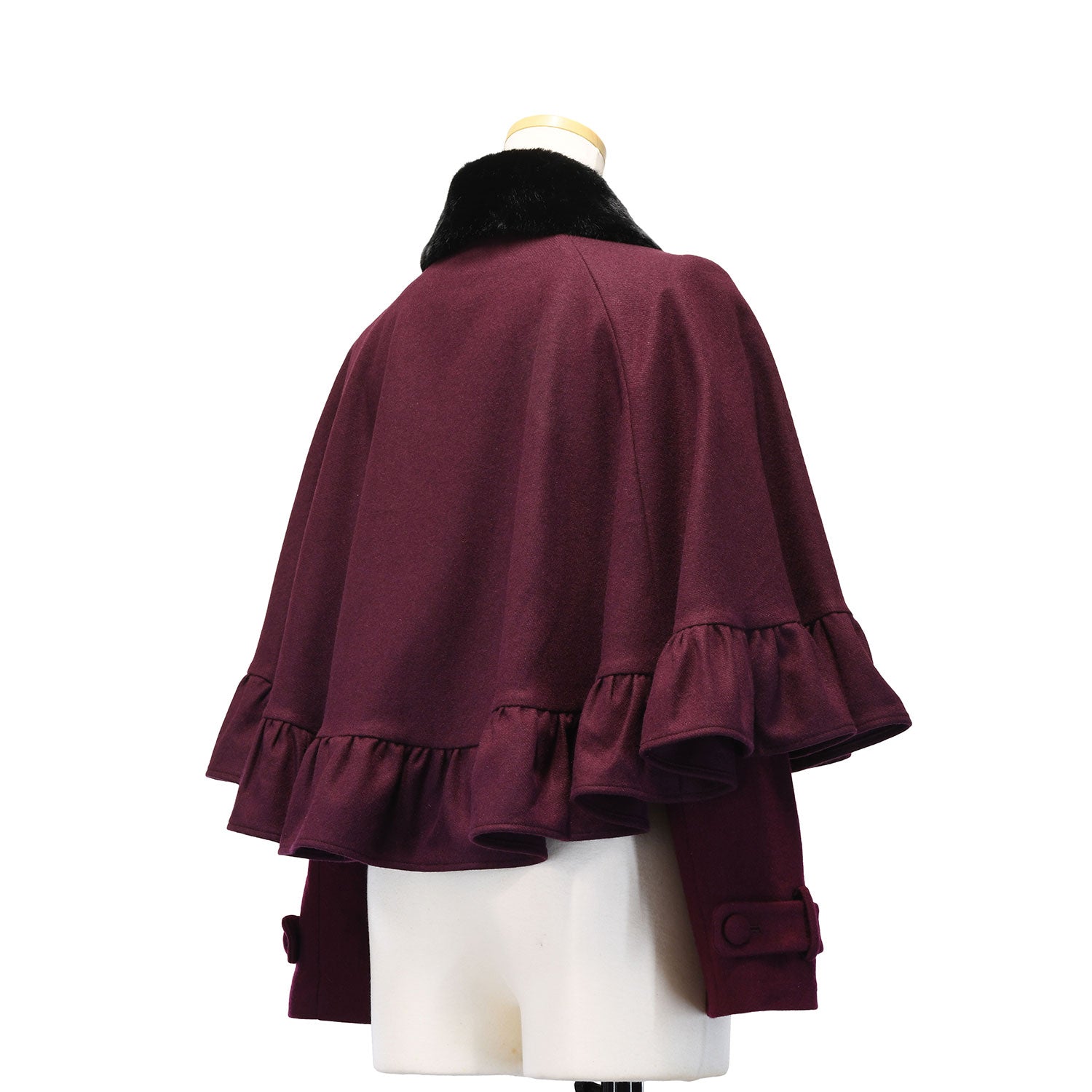 【Sheglit】シェグリット　●予約●"Gretel"ショートケープコート　ボルドー/ブラック　Mサイズ/Lサイズ