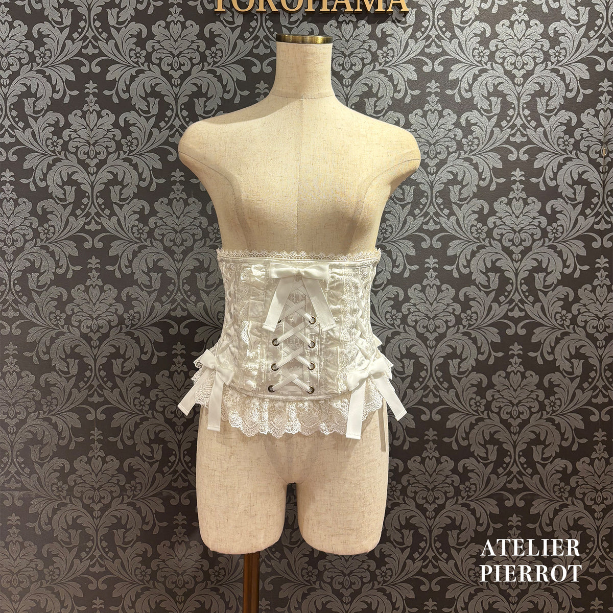 　【ATELIER PIERROT】　★現已接受預訂★ Chérie 荷葉邊緊身胸衣White/Bordeaux/Navy/Black