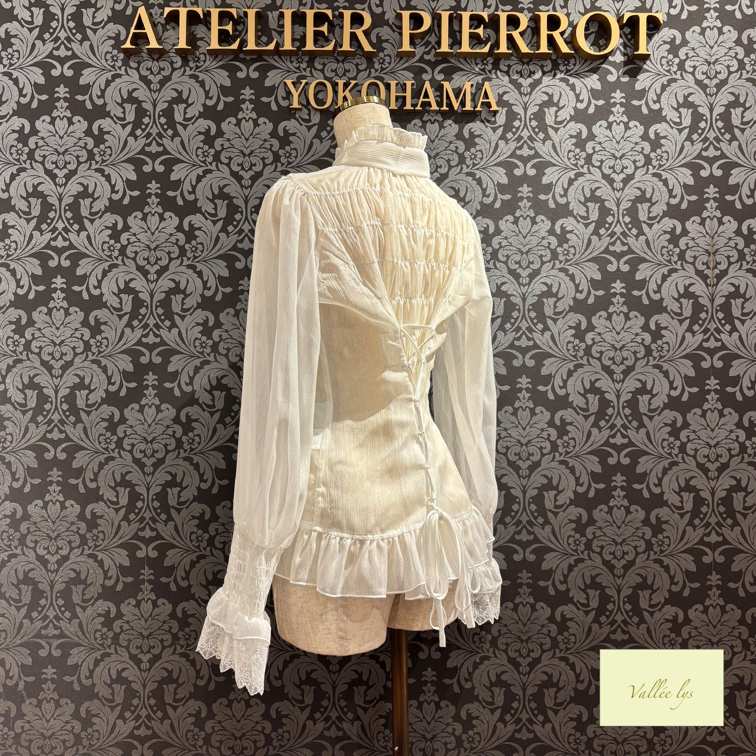 【Vallée lys】ヴァレリス　Ethereal Ribbon Blouse　ホワイト/ピンク/ブラック