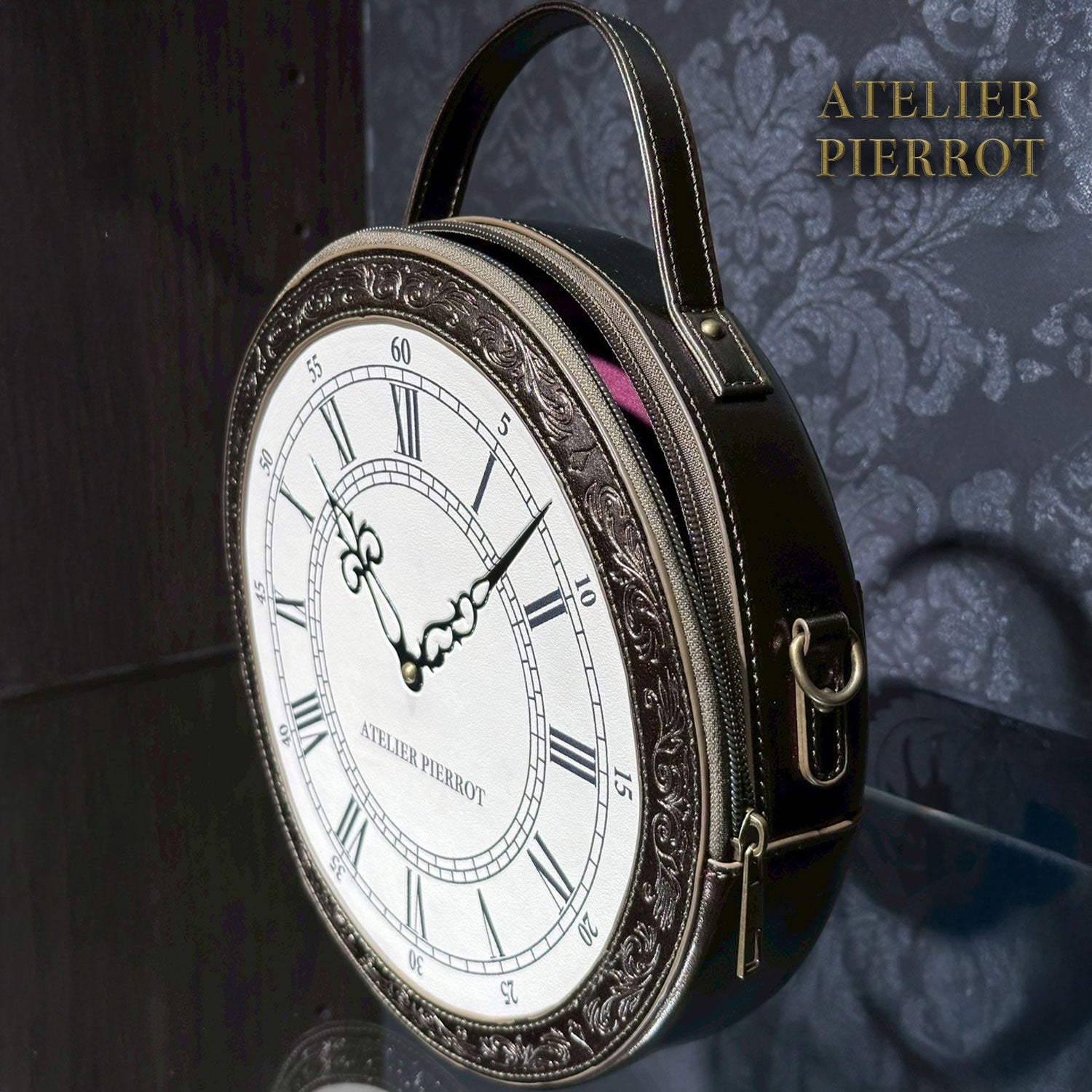 【ATELIER PIERROT】“Aeon” Clock Shoulder Bag　ブロンズ/ブラック