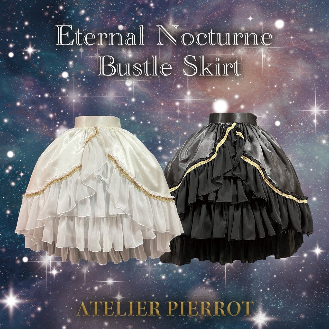 【ATELIER PIERROT] Jupe Eternal Nocturne Agitation Blanc/Noir