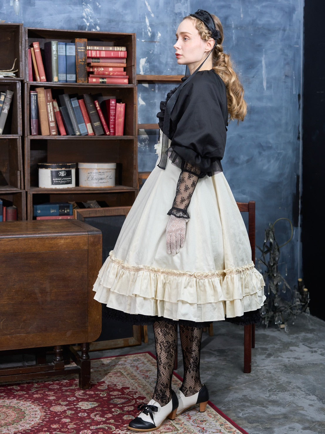 【Victorian maiden】ヴィクトリアンメイデン　ルークフローラルフラッフィーボレロ　アイボリー/ブラック