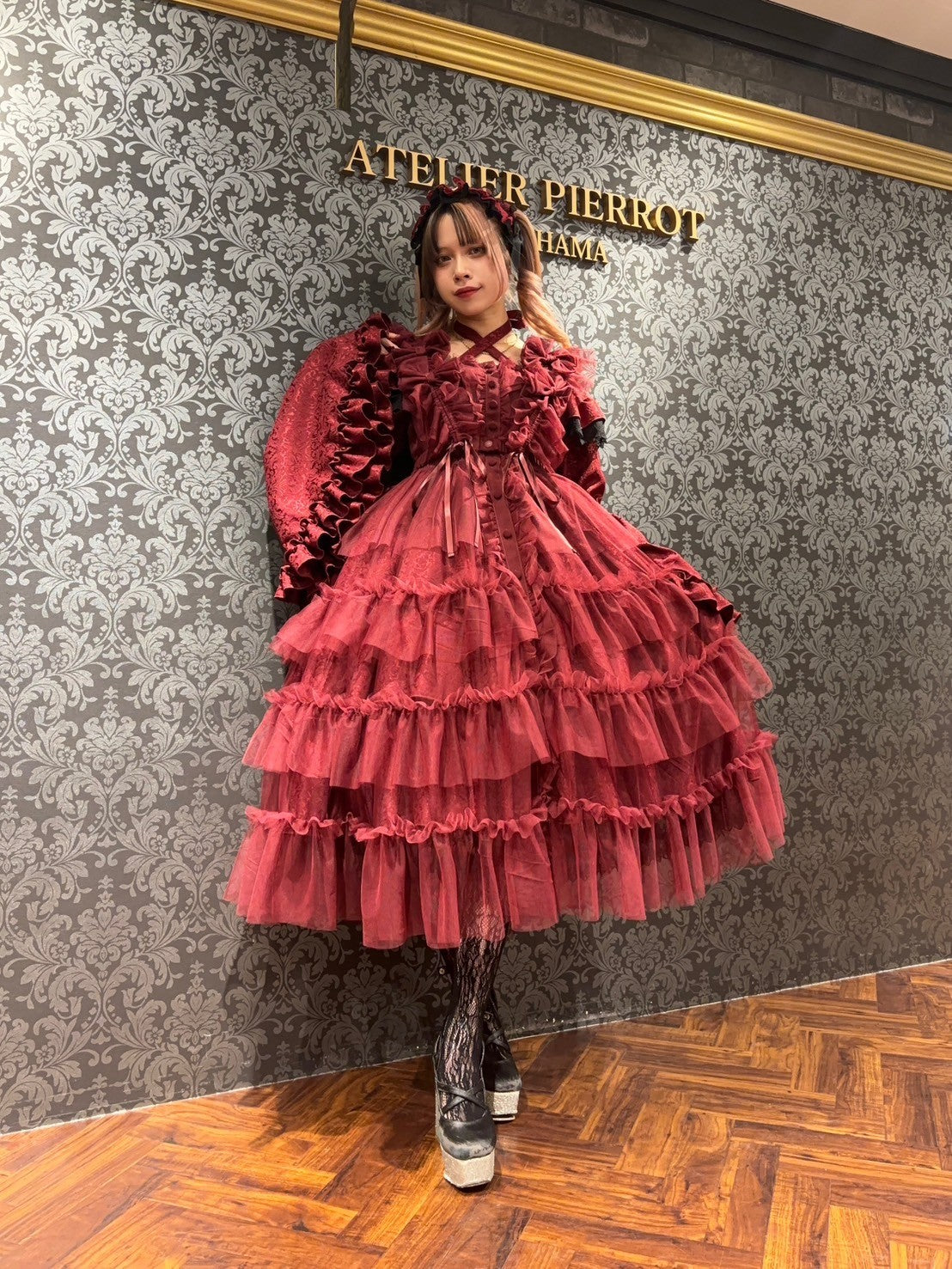 【Vallée lys】ヴァレリス　Nocturne Tulle Jumper Skirt　ホワイト/ボルドー/パープル/ブラック　★4月中旬~下旬発売★