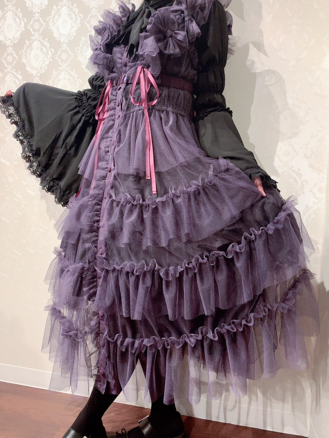 【Vallée lys】ヴァレリス　Nocturne Tulle Jumper Skirt　ホワイト/ボルドー/パープル/ブラック　★4月中旬~下旬発売★