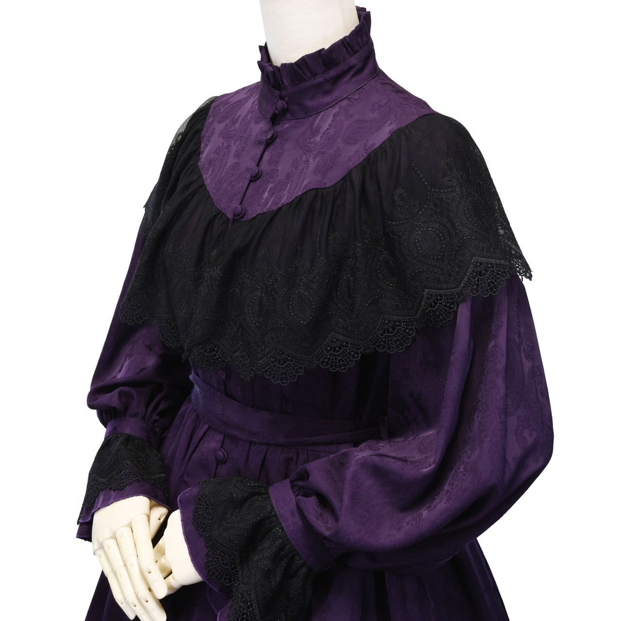 【Sheglit】シェグリット　 "Luisa"ジャガードレースドレス　パープル（アトリエピエロ限定カラー）／ブラック