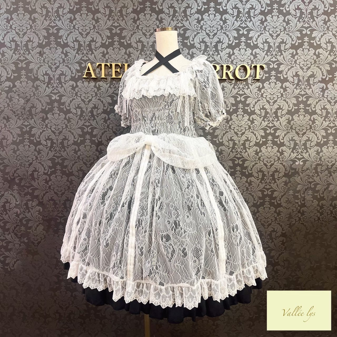 [Vallée lys] Valée Mellow Melody Dress new colorWhite/Bordeaux×Black/Navy×Black/New colorPurple×Black/Black×White/Black