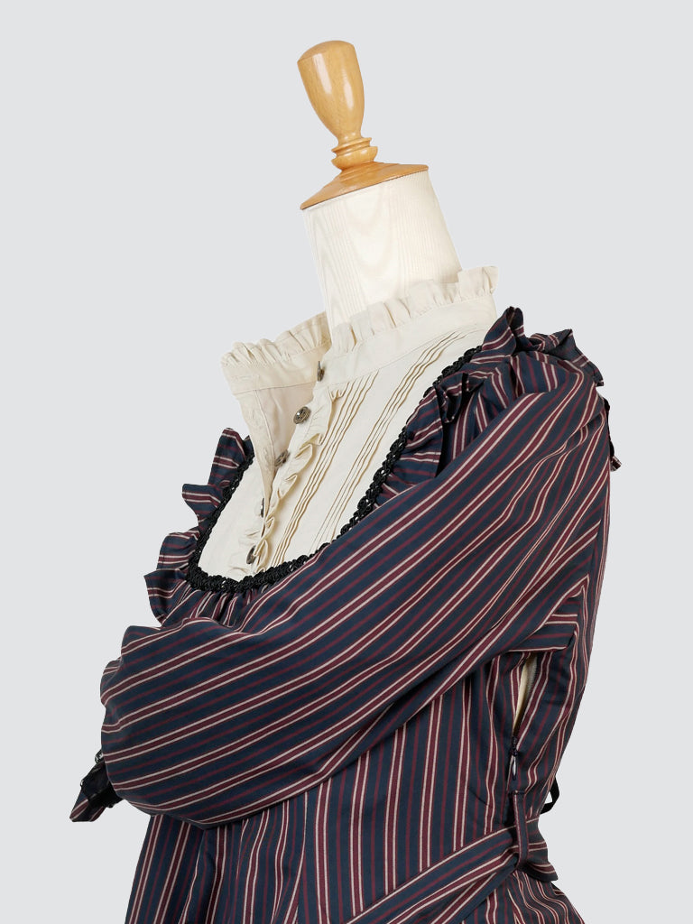 [Doncella victoriana] Muñeca clásica de doncella victoriana Longitud midi (tamaño normal/tamaño grande)Bordeaux/Navy/Black  Talla normal/talla grande