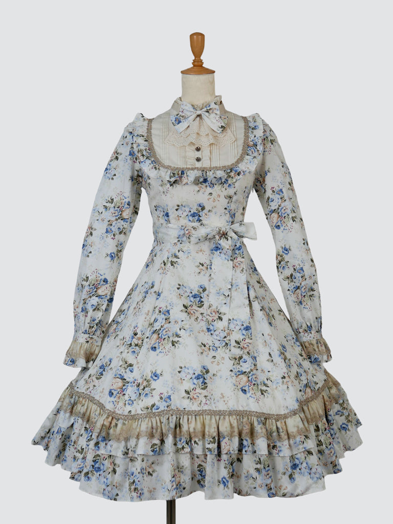 【Victorian maiden】ヴィクトリアンメイデン　★ご予約受付中★　ロココブーケクラシカルドールミディ丈（ノーマルサイズ／プラスサイズ）　イエロー/ブルー/ミルクティーローズ/モノトーン