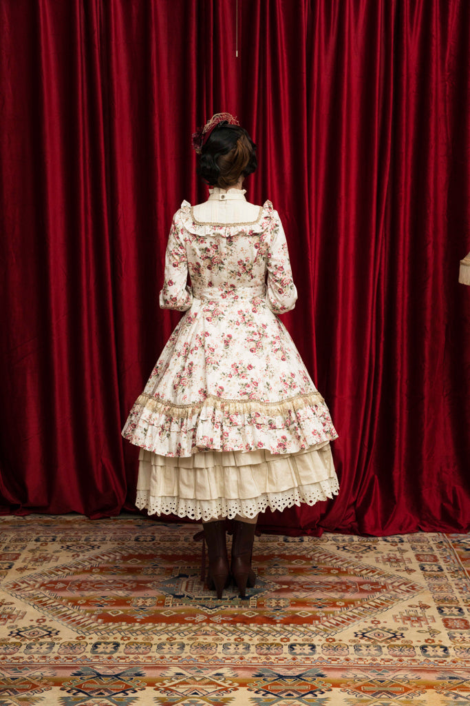 【Victorian maiden】ヴィクトリアンメイデン　★ご予約受付中★　ロココブーケクラシカルドールミディ丈（ノーマルサイズ／プラスサイズ）　イエロー/ブルー/ミルクティーローズ/モノトーン