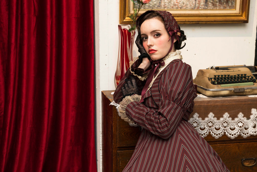 [Doncella victoriana] Muñeca clásica de doncella victoriana Longitud midi (tamaño normal/tamaño grande)Bordeaux/Navy/Black  Talla normal/talla grande