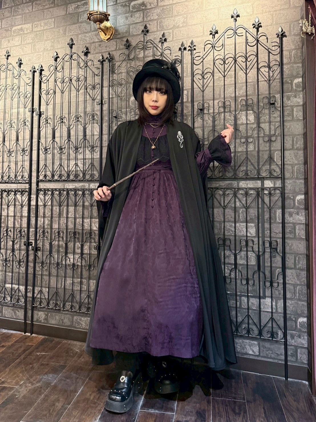 【Sheglit】シェグリット　 "Luisa"ジャガードレースドレス　パープル（アトリエピエロ限定カラー）／ブラック