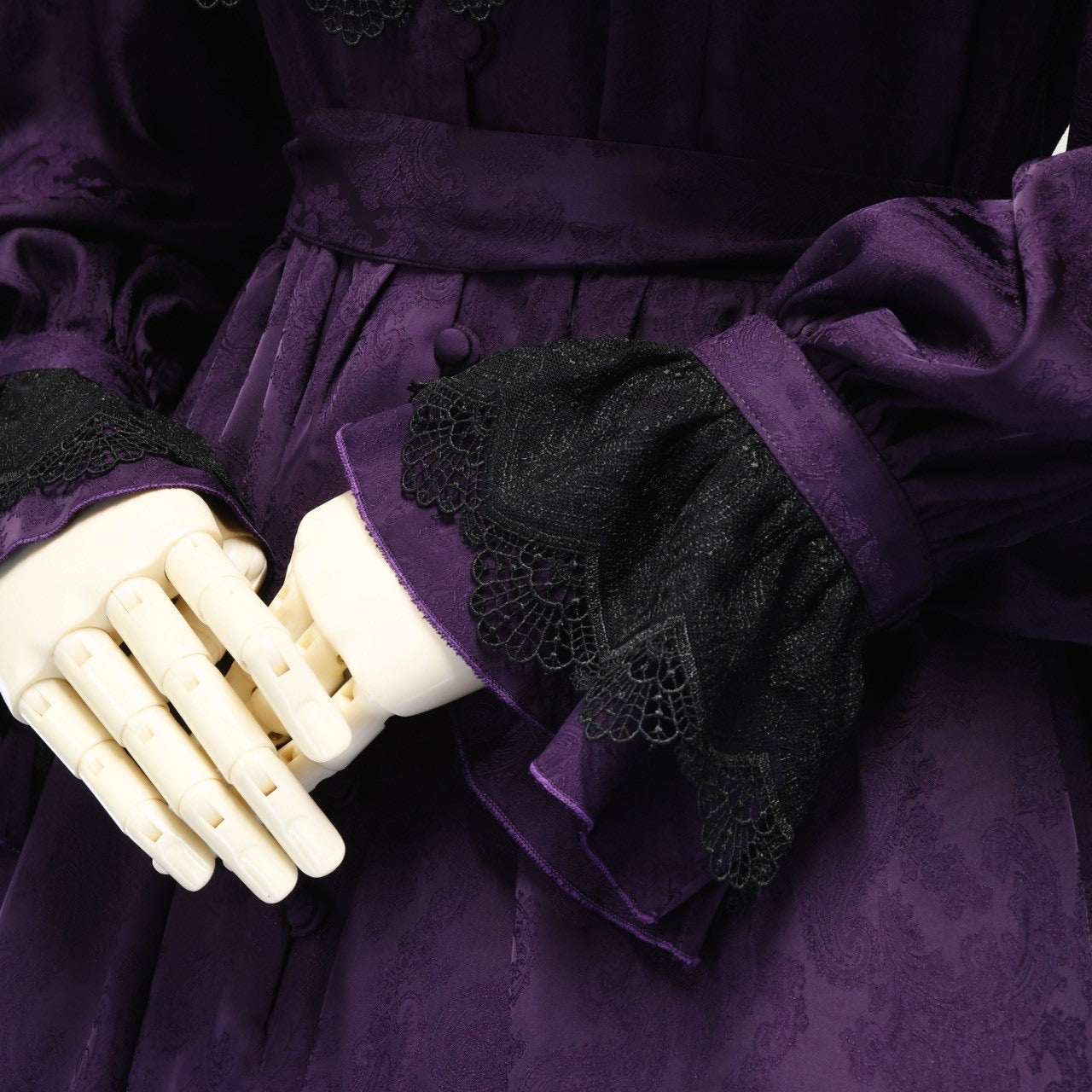 【Sheglit】シェグリット　 "Luisa"ジャガードレースドレス　パープル（アトリエピエロ限定カラー）／ブラック