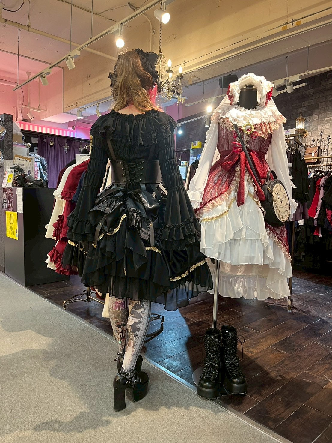 【ATELIER PIERROT】　Eternal Nocturne Bustle Skirt　ホワイト/ブラック