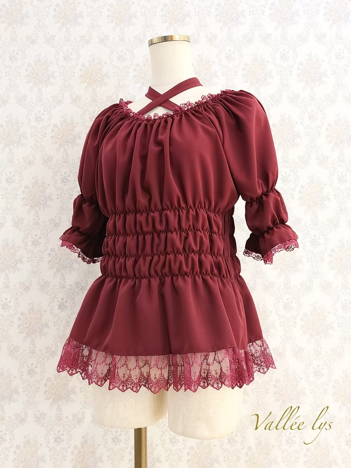 [Vallée Lys] Vallellis 5 -Minute Sleeve Shirring Blouse White