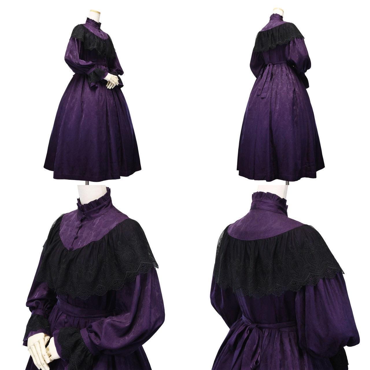 【Sheglit】シェグリット　 "Luisa"ジャガードレースドレス　パープル（アトリエピエロ限定カラー）／ブラック