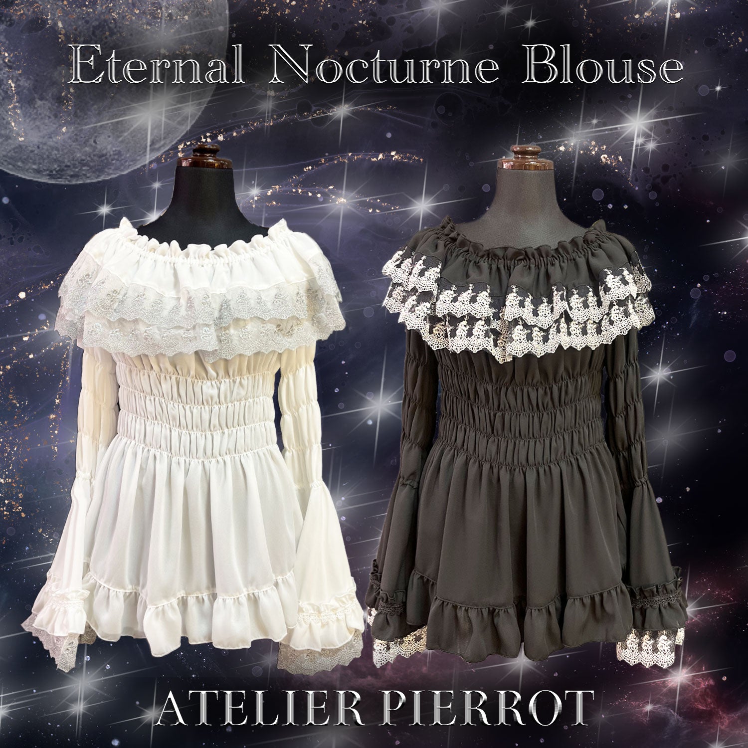 【ATELIER PIERROT】　Eternal Nocturne Blouse　ホワイト/ブラック　★12月上旬発売★
