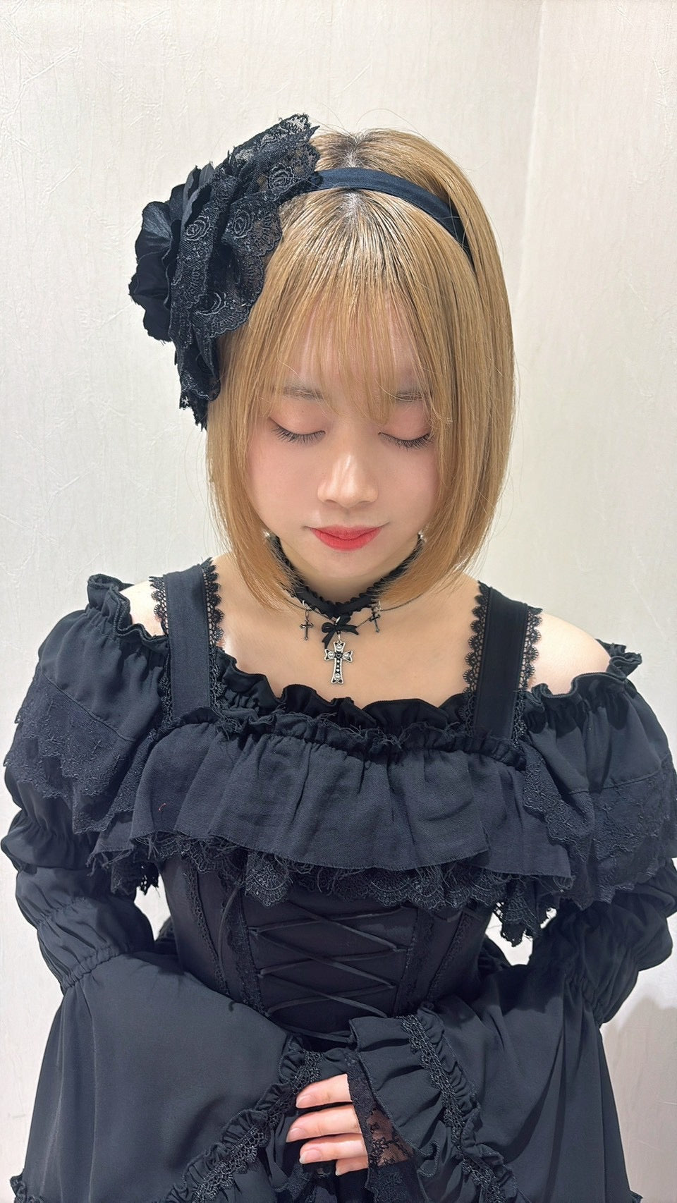 【Vallée lys】ヴァレリス　Nonette Gauze Jumperskirt　ボルドー/グレー/ブラック　サイズ１　★11月下旬~12月上旬発売★