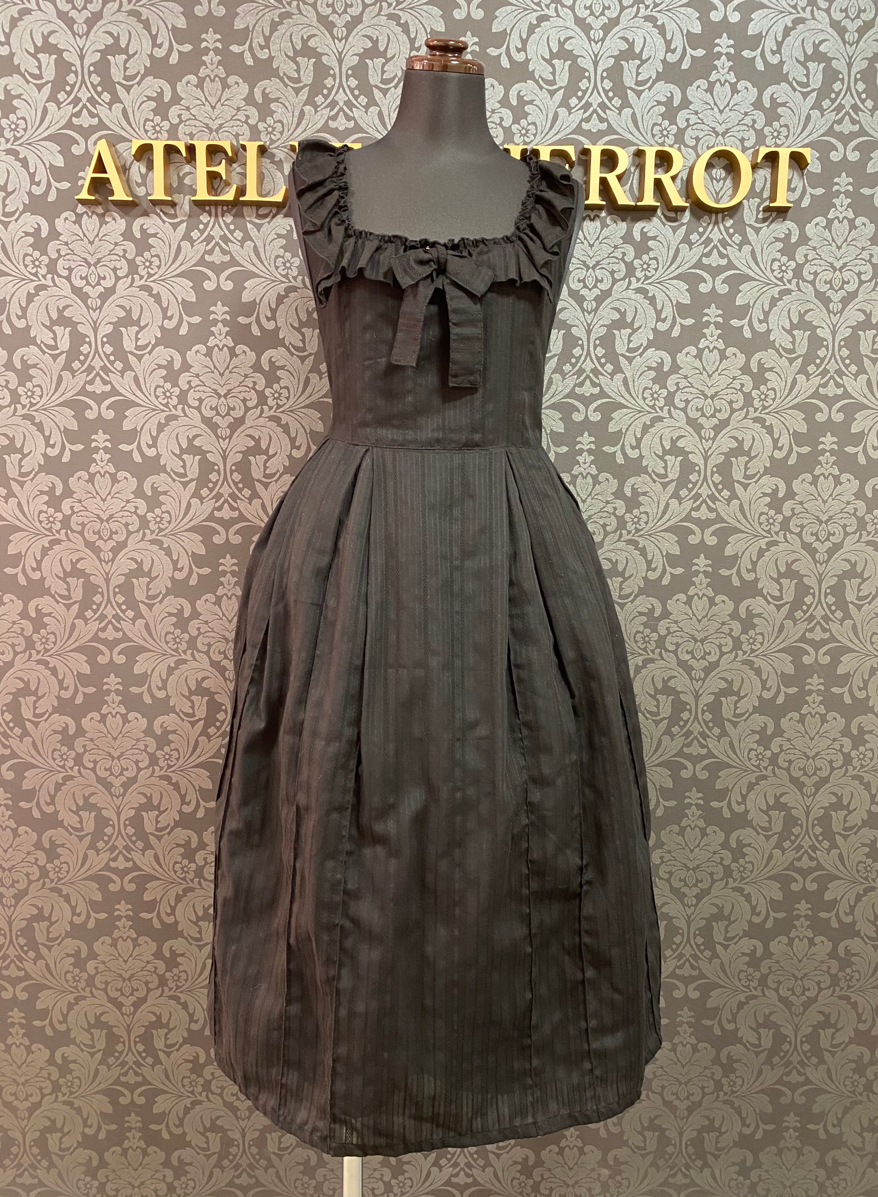 【Physical Drop】フィジカルドロップ　タックジャンパースカート　ブラック/ブルーグレー★ウィンターセール2月23日まで★