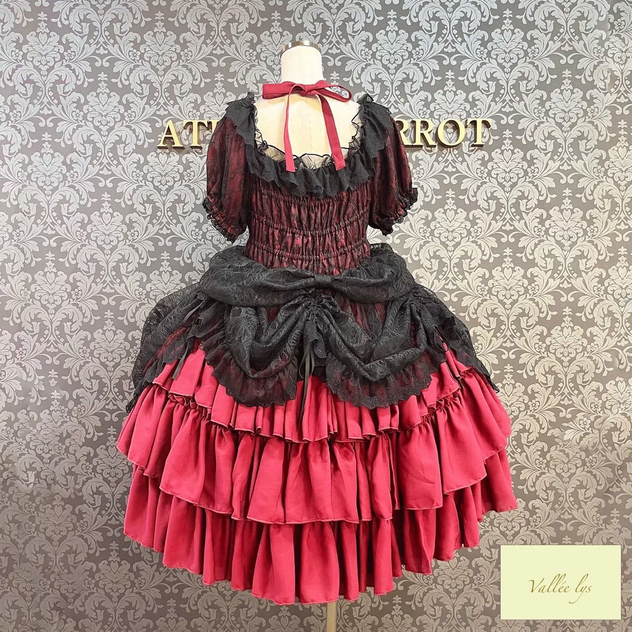 [Vallée lys] Valée Mellow Melody Dress new colorWhite/Bordeaux×Black/Navy×Black/New colorPurple×Black/Black×White/Black