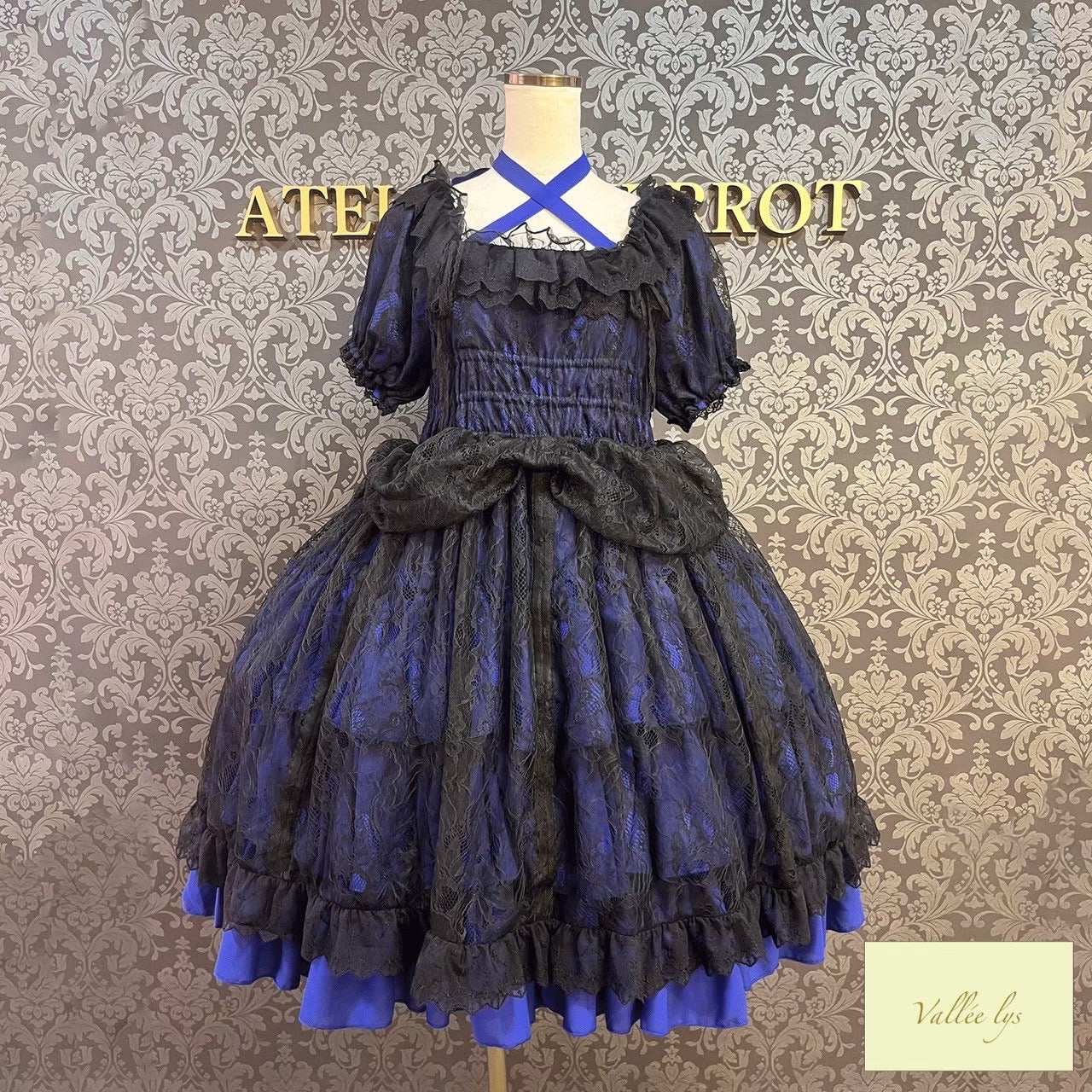 [Vallée lys] Valée Mellow Melody Dress new colorWhite/Bordeaux×Black/Navy×Black/New colorPurple×Black/Black×White/Black