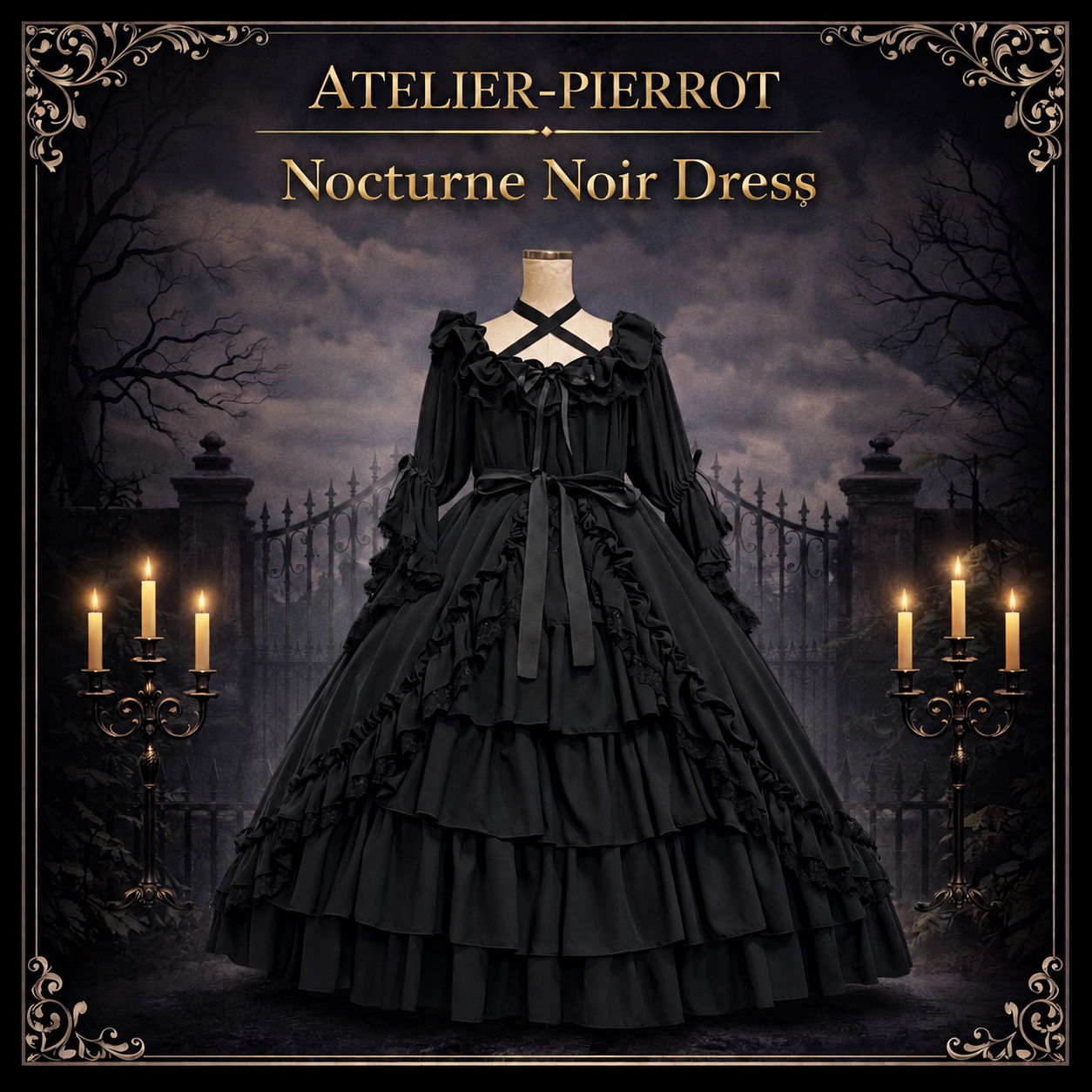 【ATELIER PIERROT】 ★Ahora aceptando reservas★Vestido Nocturno NegroWhite/Marfil/Purple/Navy/Black
