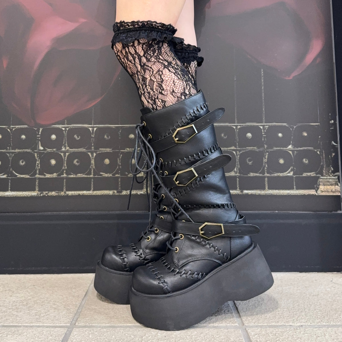 【ATELIER PIERROT】　★ご予約受付中★ “Nocturnal Grave”  Mended Boots　ホワイト/ブロンズ/ブラック  S/M/L/XL