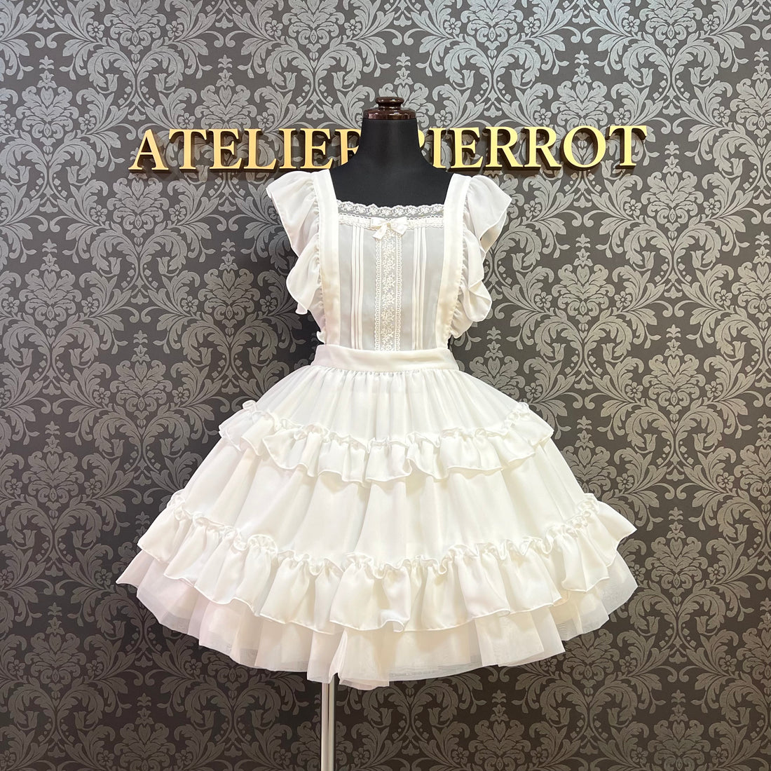 【ATELIER PIERROT】　Sweet Lace Ribbon Headband 　ホワイト/ボルドー/ブラック×ホワイト/ブラック