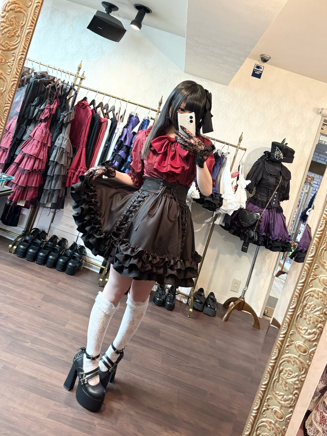 【ATELIER PIERROT] Jupe à lacets AdenophoraWhite/Nouvelle couleurBordeaux/Purple×Black/Nouvelle couleurNavy/Black×White/Black