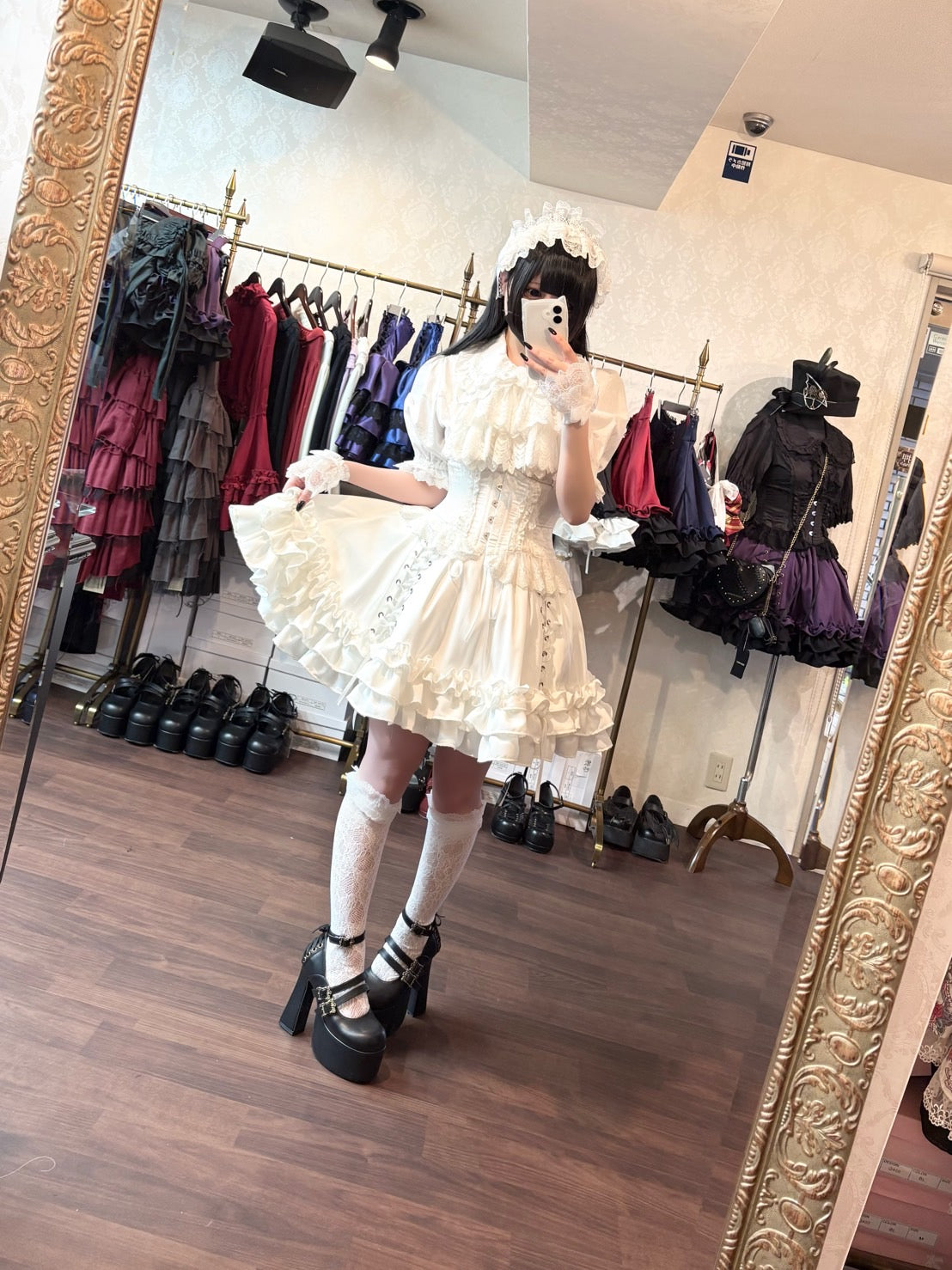 【ATELIER PIERROT] Jupe à lacets AdenophoraWhite/Nouvelle couleurBordeaux/Purple×Black/Nouvelle couleurNavy/Black×White/Black