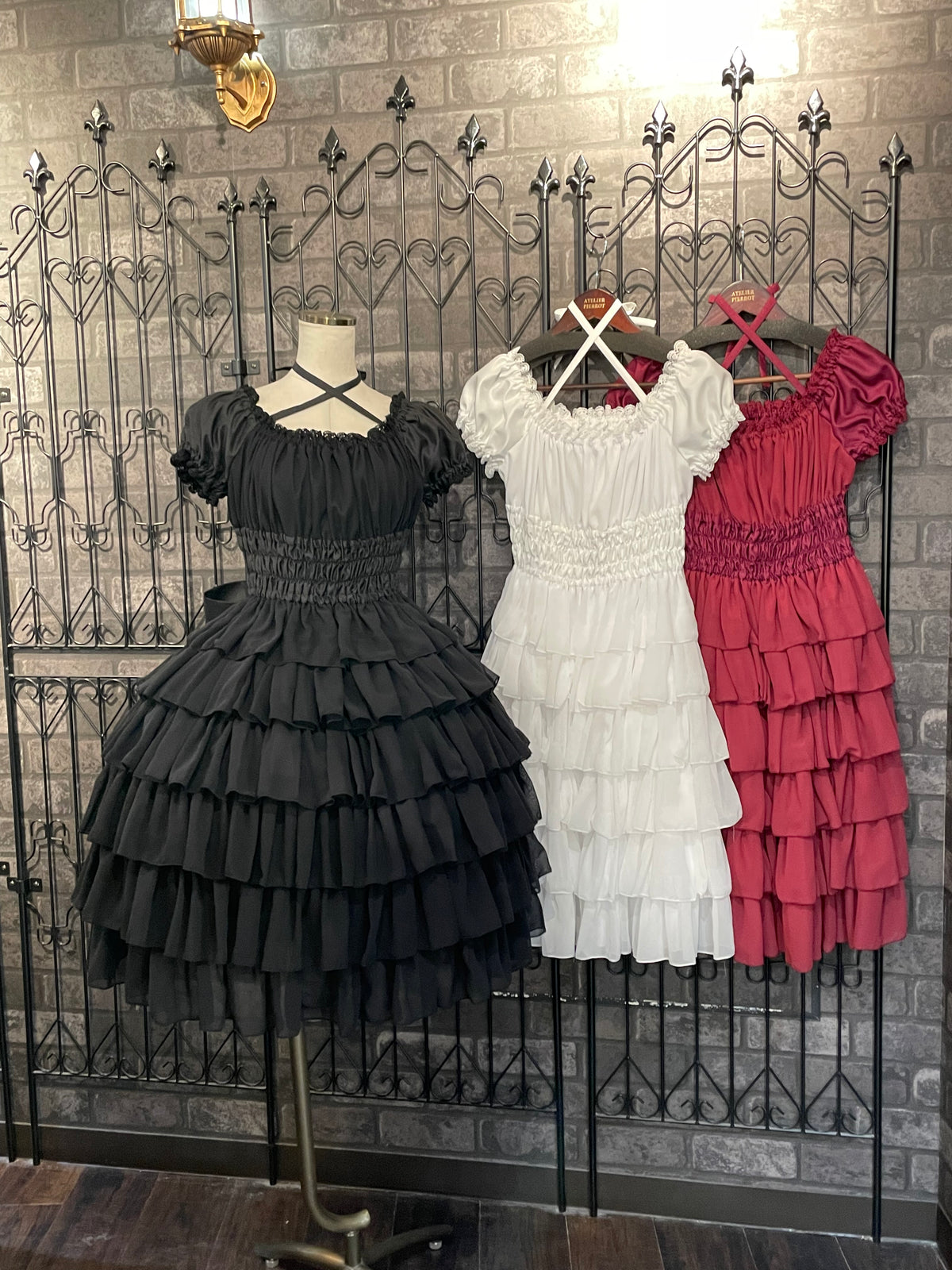 Pina sweet Collection】シフォンフリルワンピース(ミモレ丈/Black