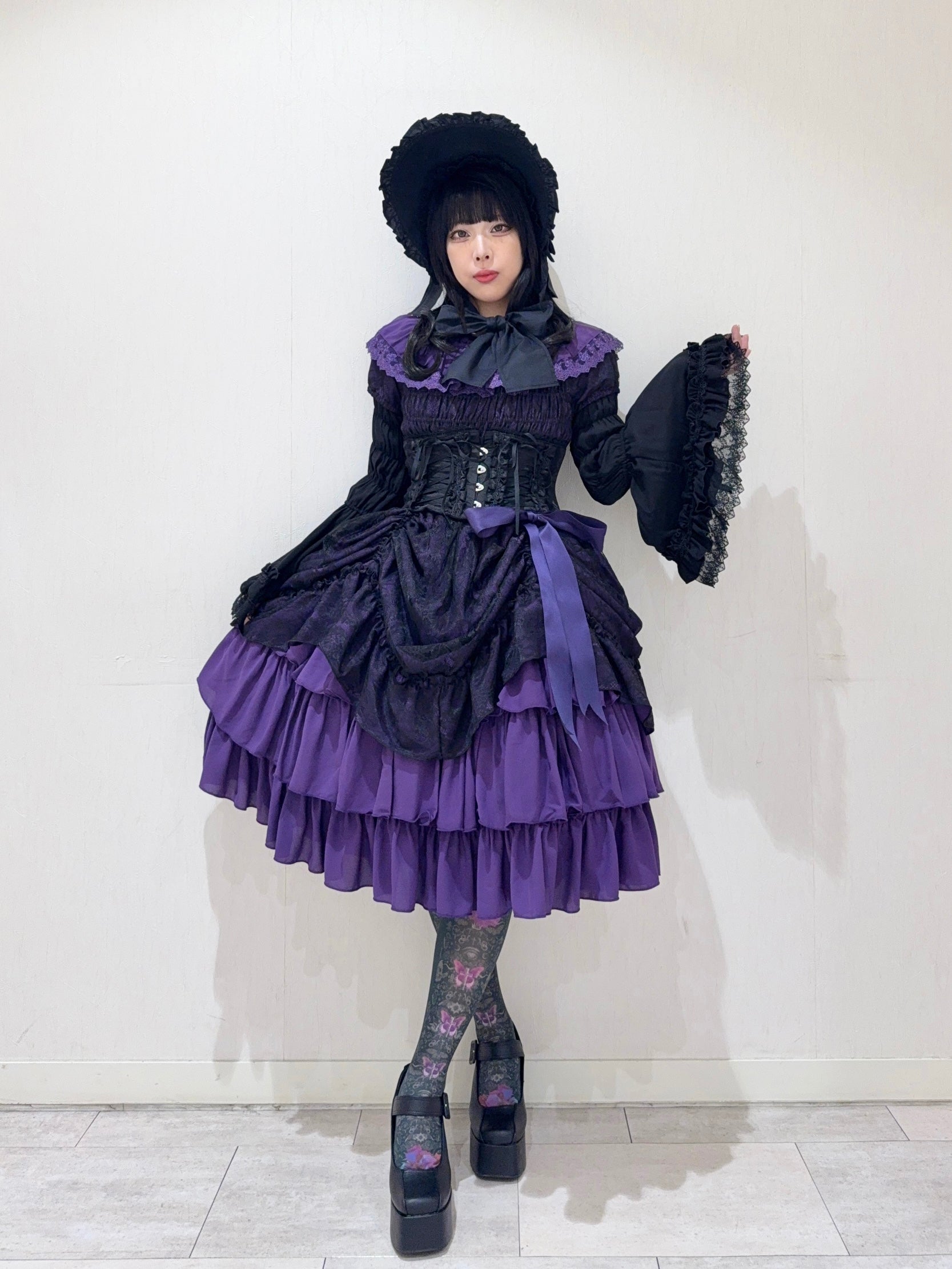 【ATELIER PIERROT】　Ruined Castle Dress　Neue FarbeWhite/Bordeaux/Neue FarbePurple/Navy/White×Black/Black　