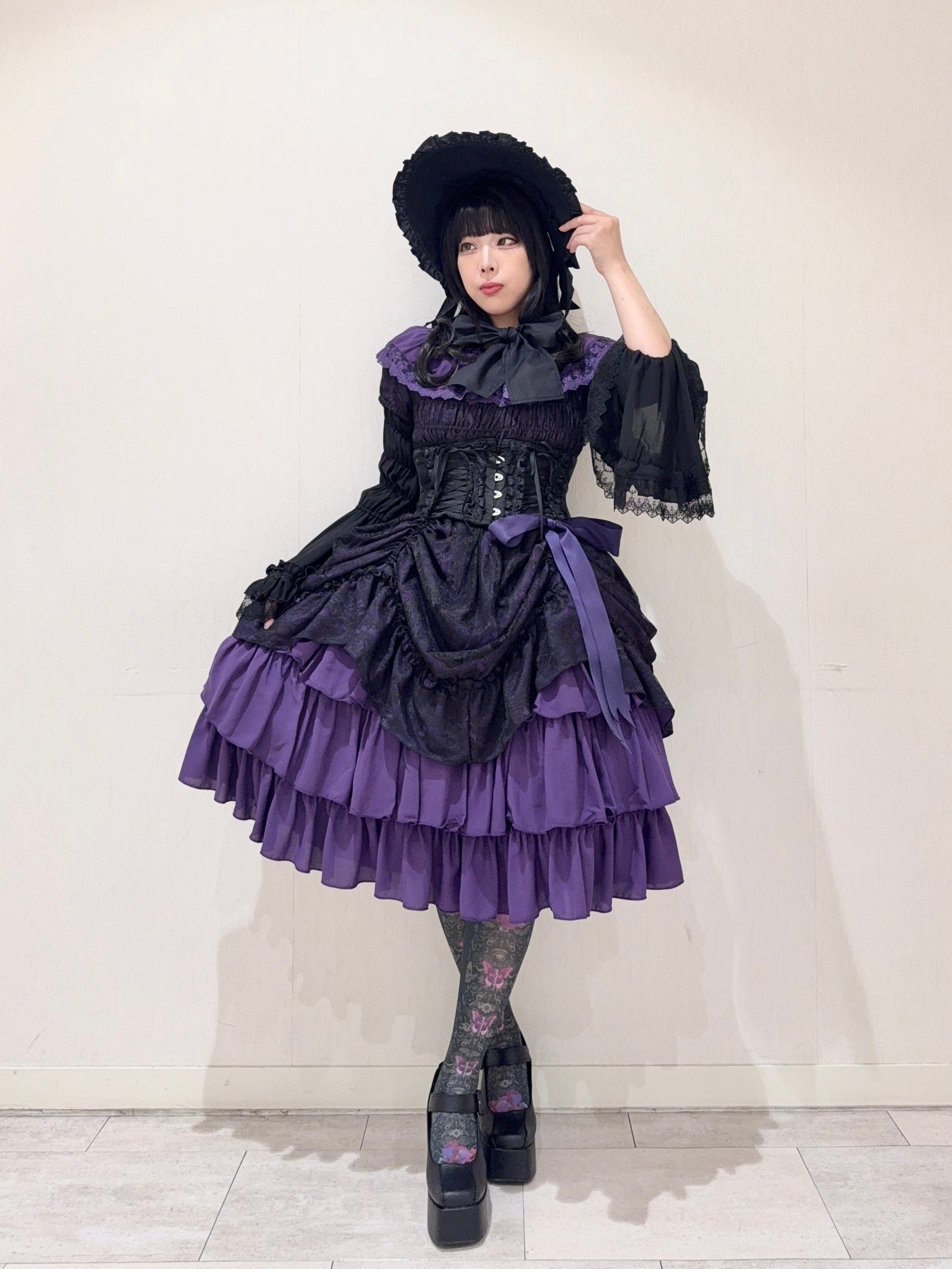 【ATELIER PIERROT】　Ruined Castle Dress　Neue FarbeWhite/Bordeaux/Neue FarbePurple/Navy/White×Black/Black　