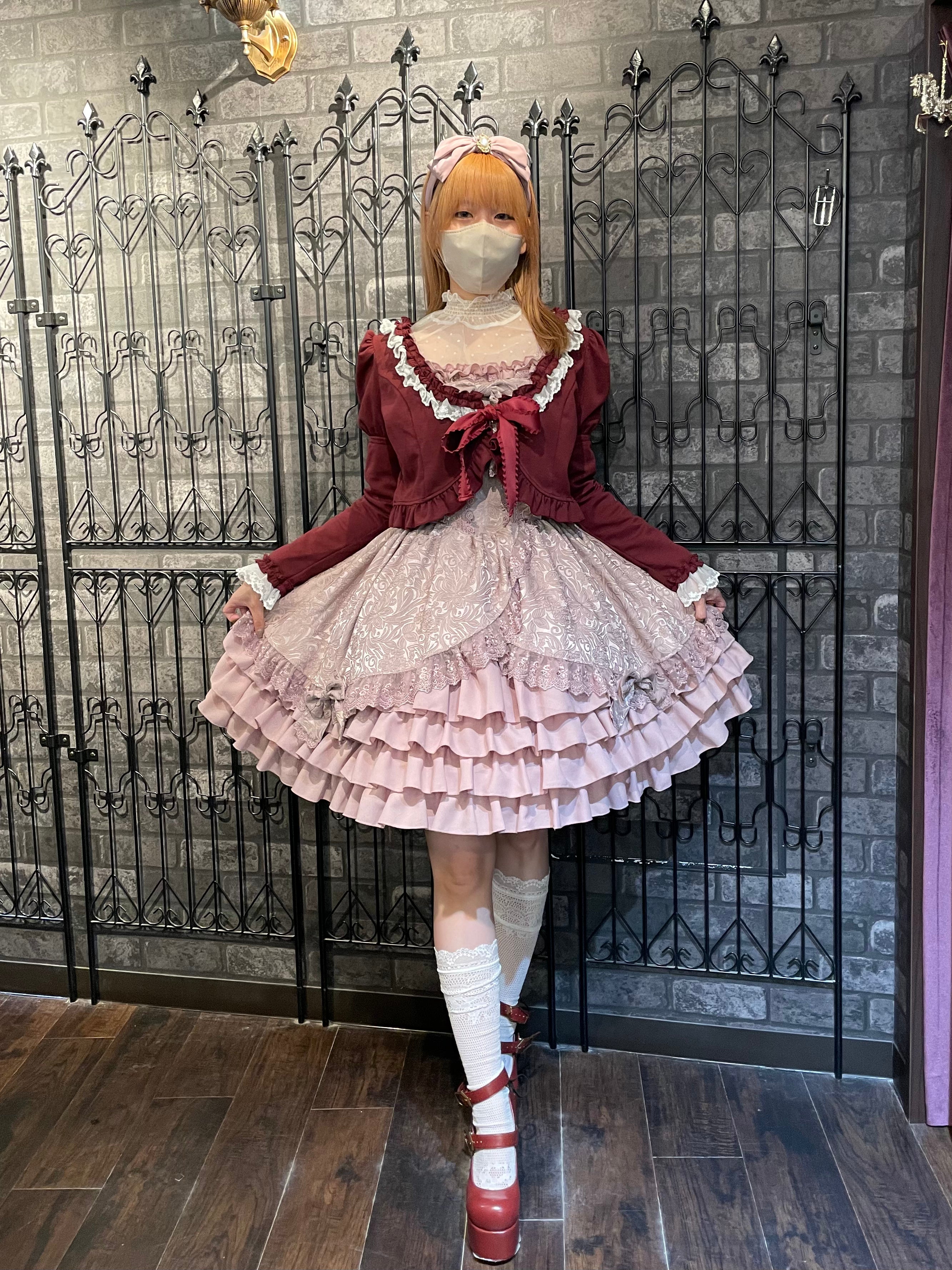 【ATELIER PIERROT】 "Royal Frill Ribbon Jumper Skirt"White/Pink/Bordeaux/Black