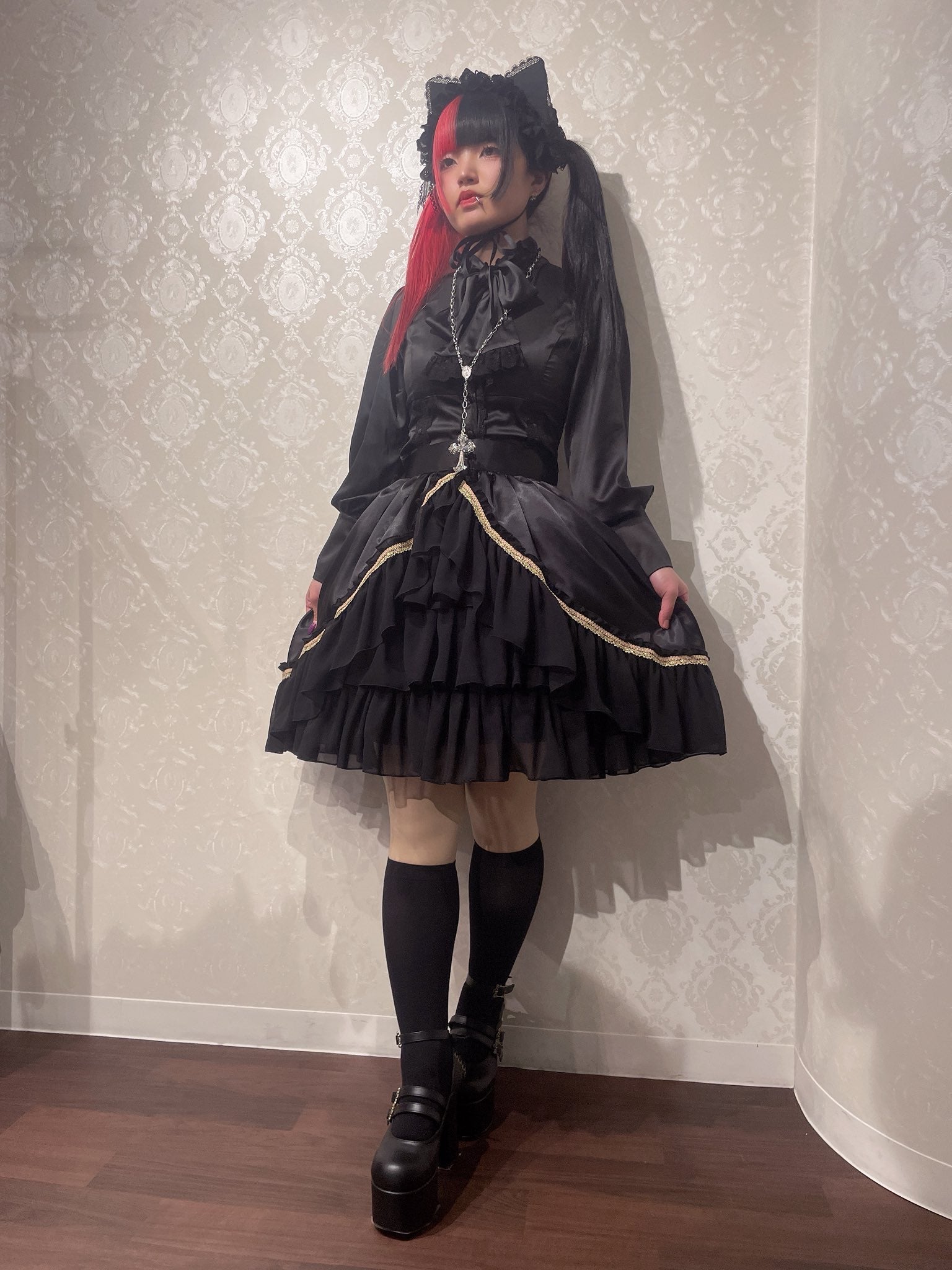 【ATELIER PIERROT] Jupe Eternal Nocturne Agitation Blanc/Noir