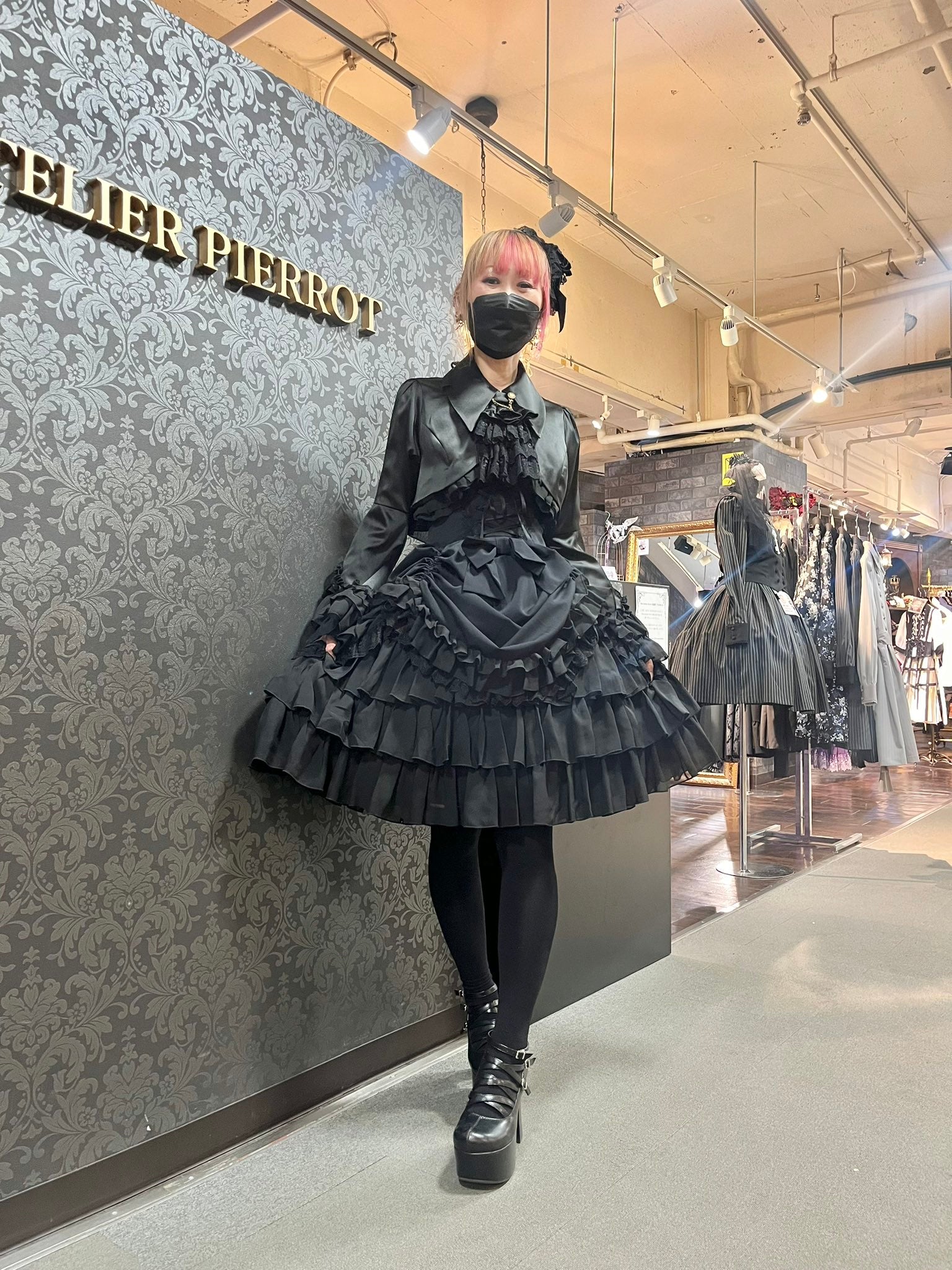 【ATELIER PIERROT】　Eternal Waltz Jumper Skirt 　ホワイト/ボルドー/パープル/ネイビー/ブラック×ホワイト/ブラック