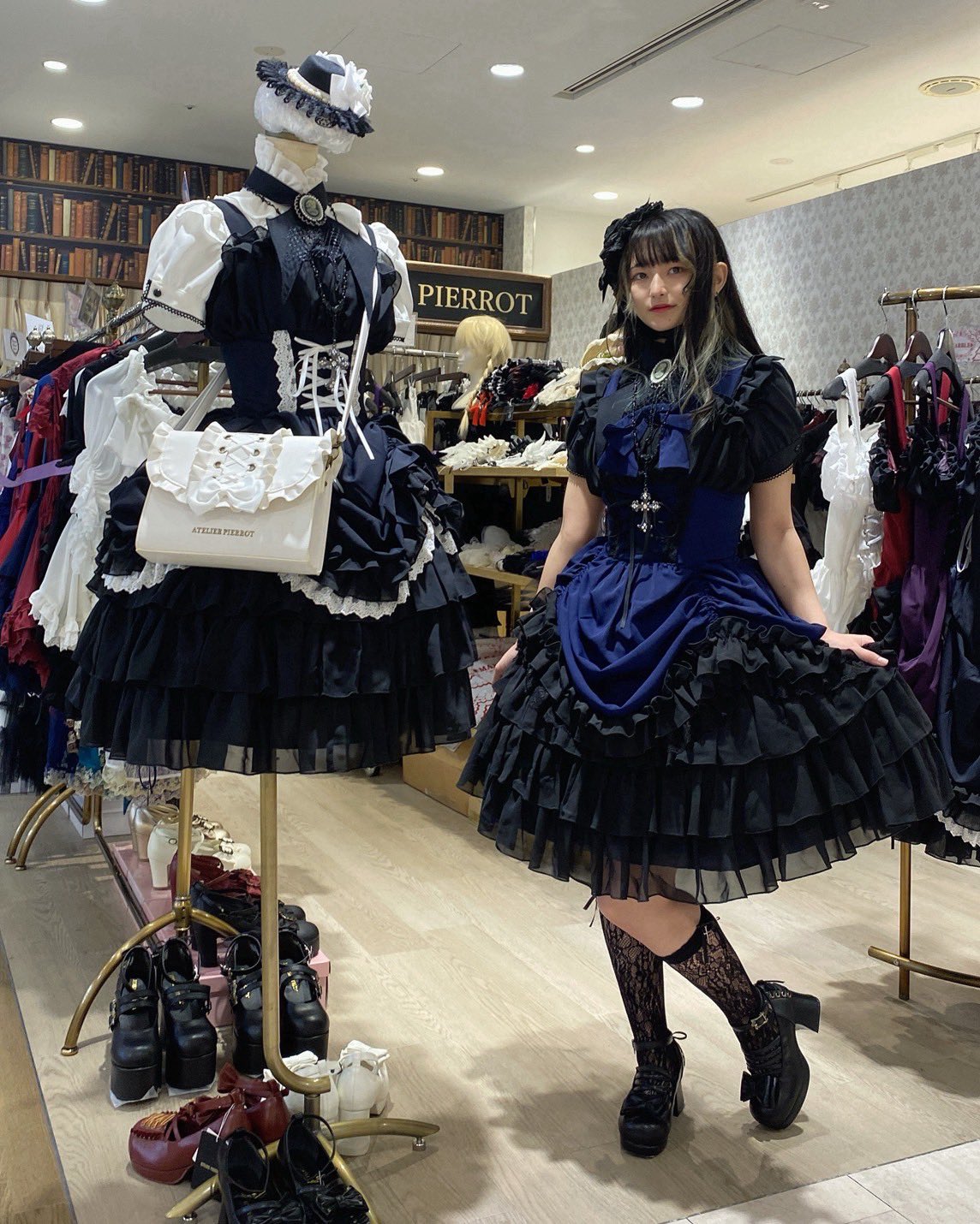 【ATELIER PIERROT】　Eternal Waltz Jumper Skirt 　ホワイト/ボルドー/パープル/ネイビー/ブラック×ホワイト/ブラック